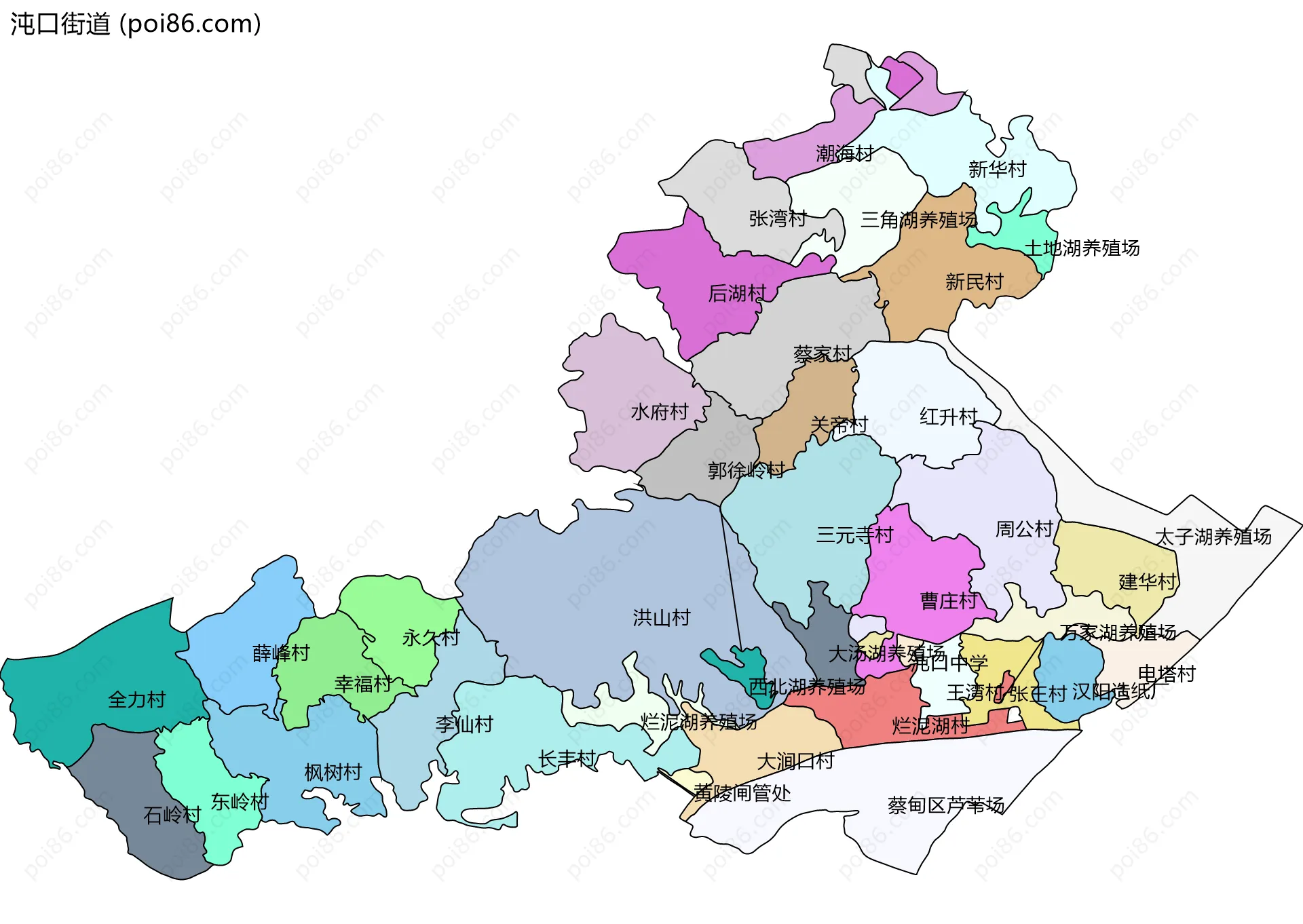 沌口街道边界地图(五级行政区划)