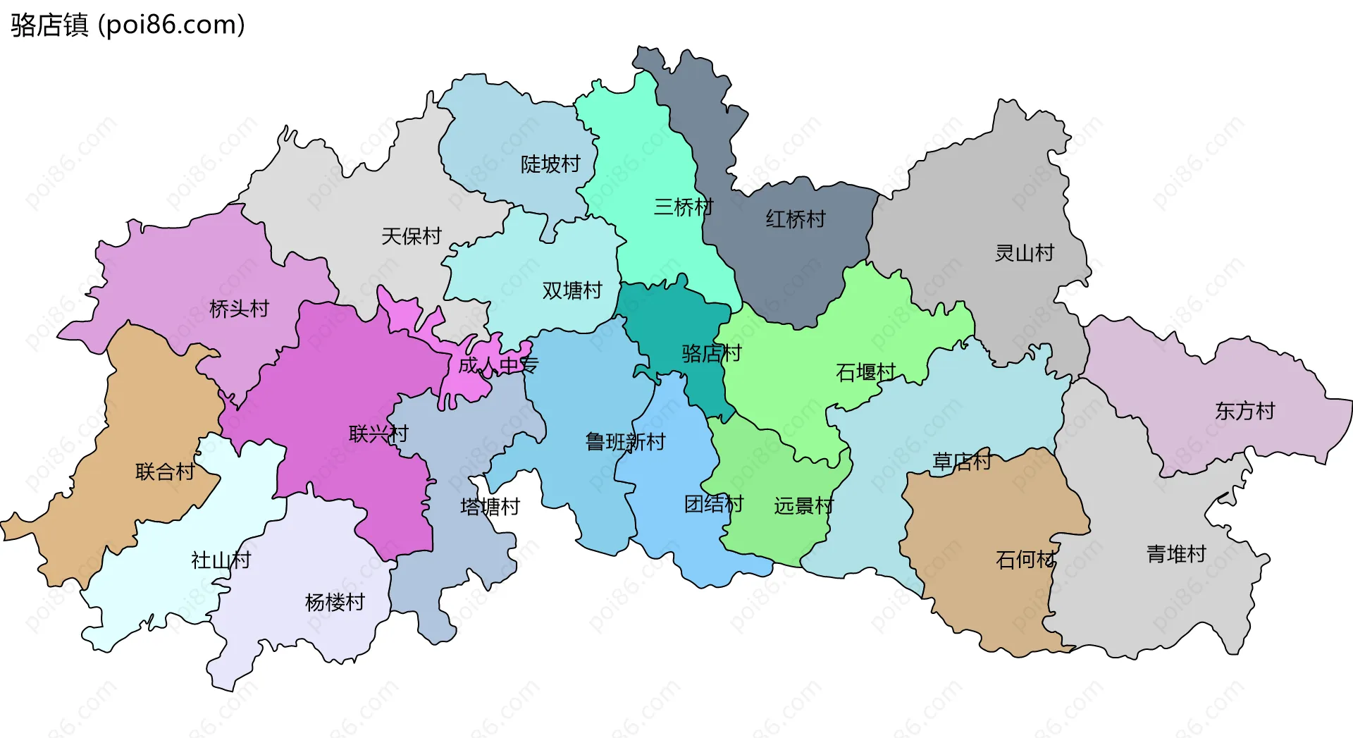 骆店镇边界地图(五级行政区划)