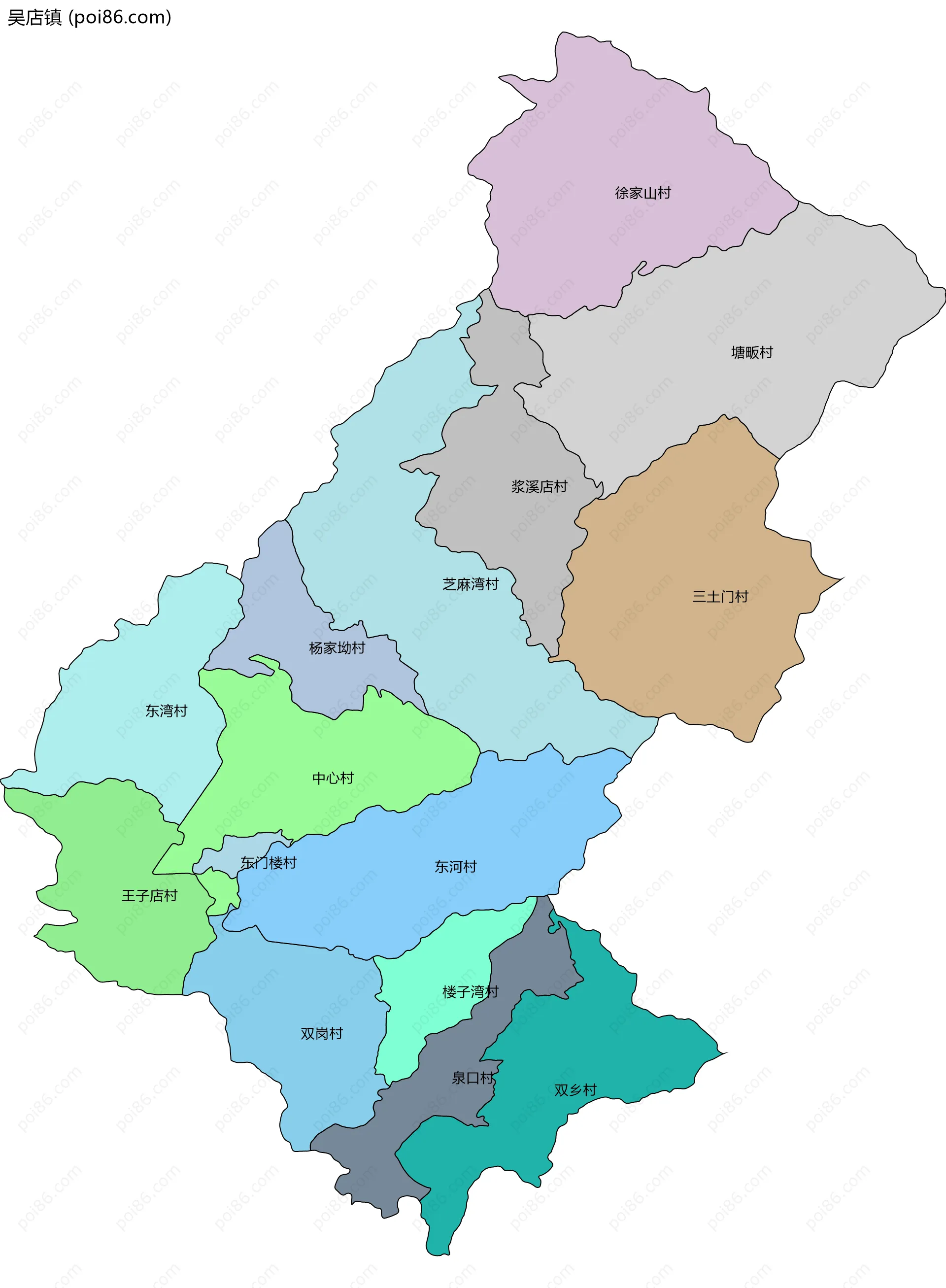 吴店镇边界地图(五级行政区划)