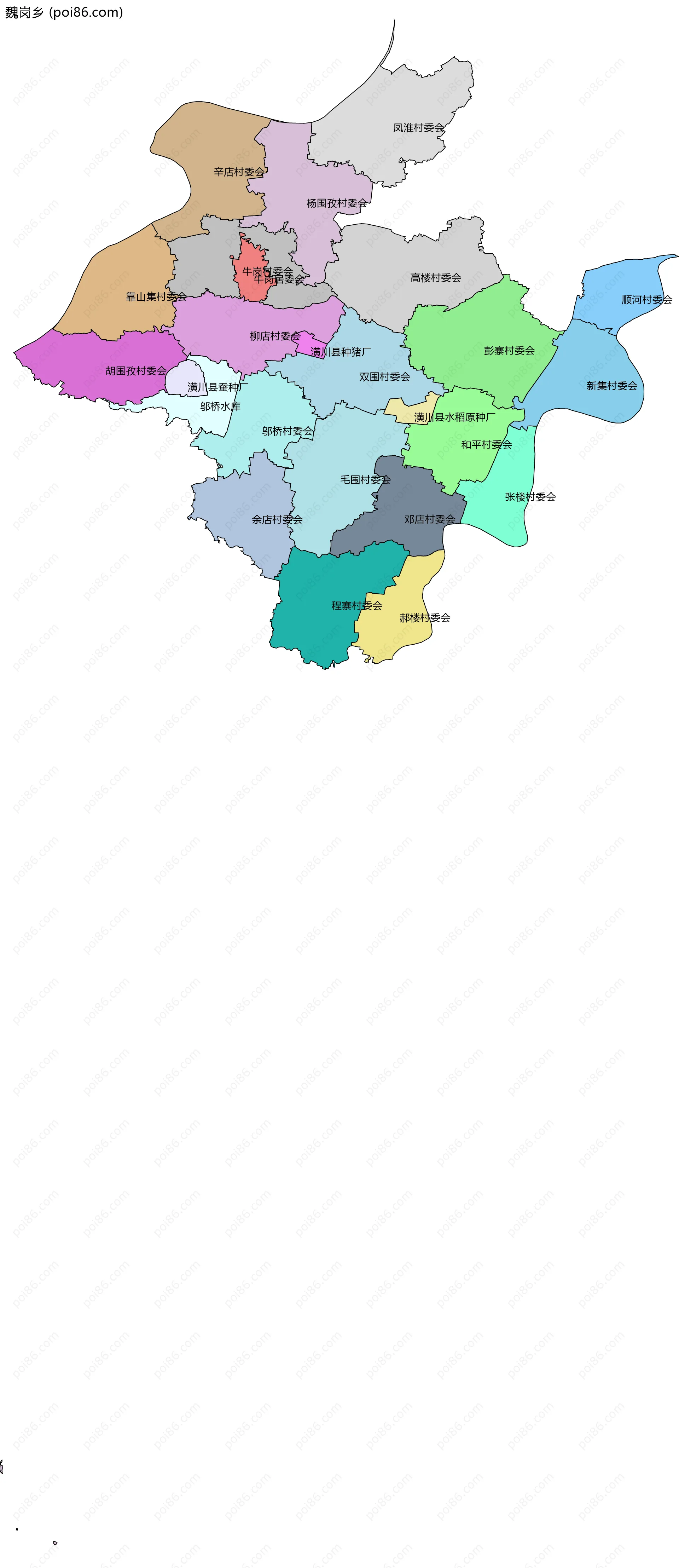 魏岗乡边界地图(五级行政区划)