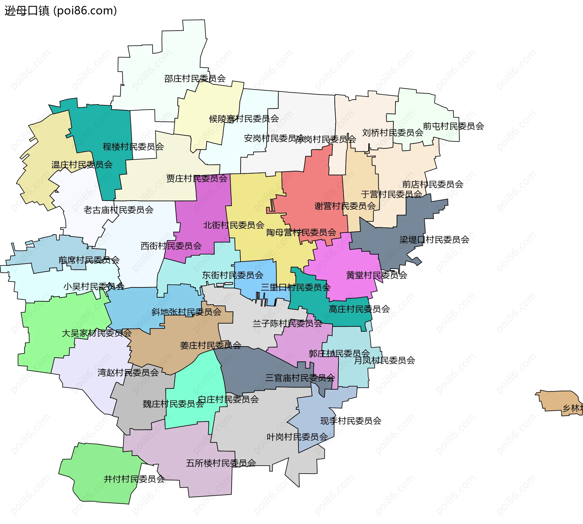 逊母口镇边界地图(五级行政区划)