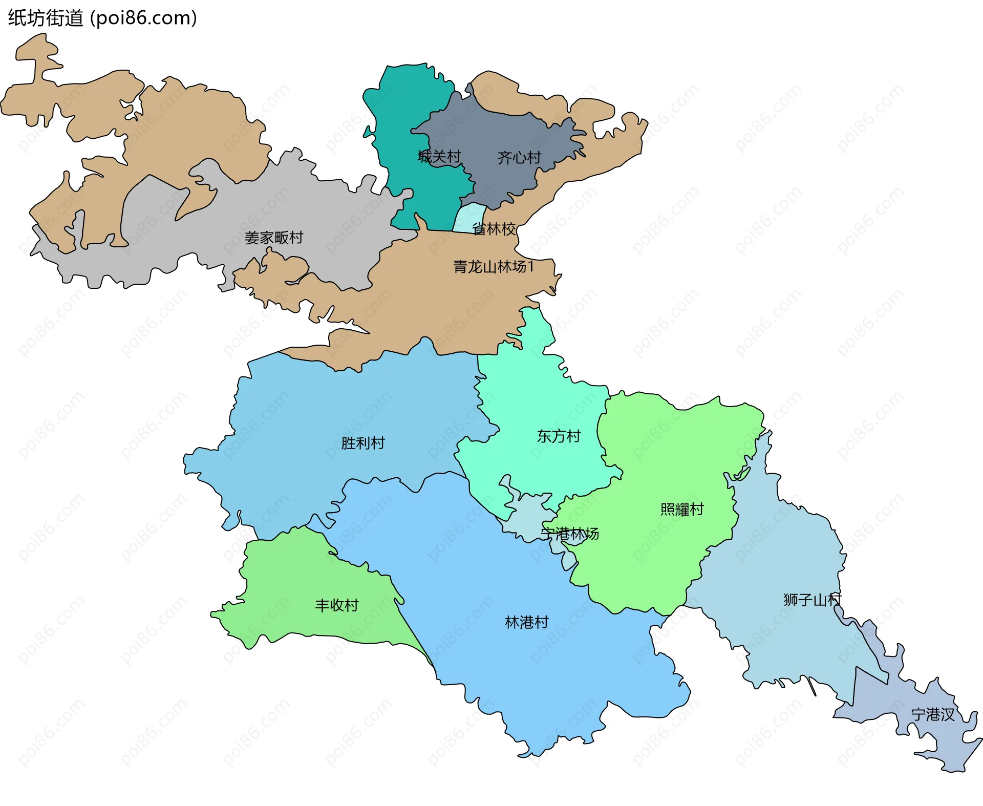 纸坊街道边界地图(五级行政区划)