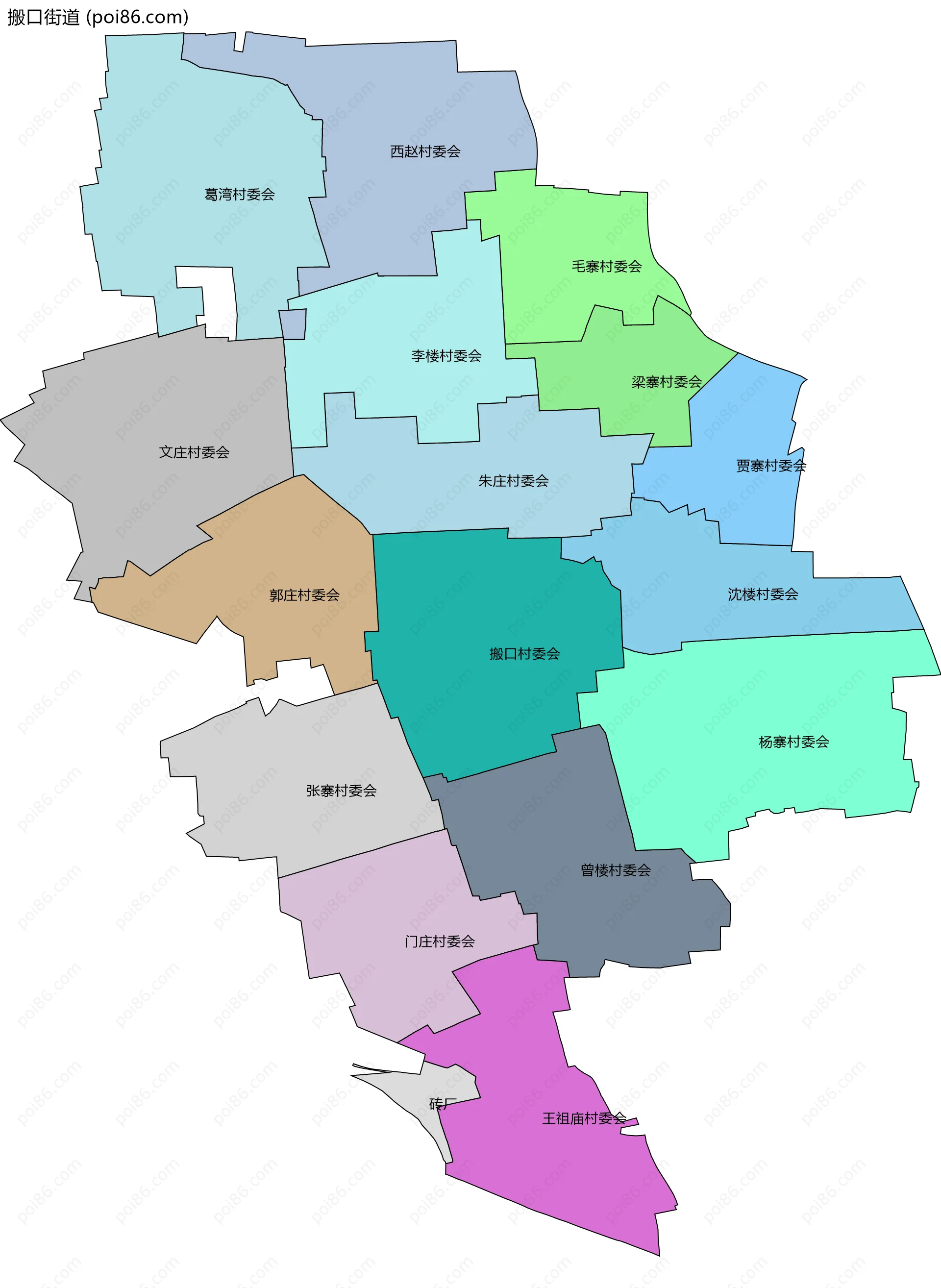 搬口街道边界地图(五级行政区划)
