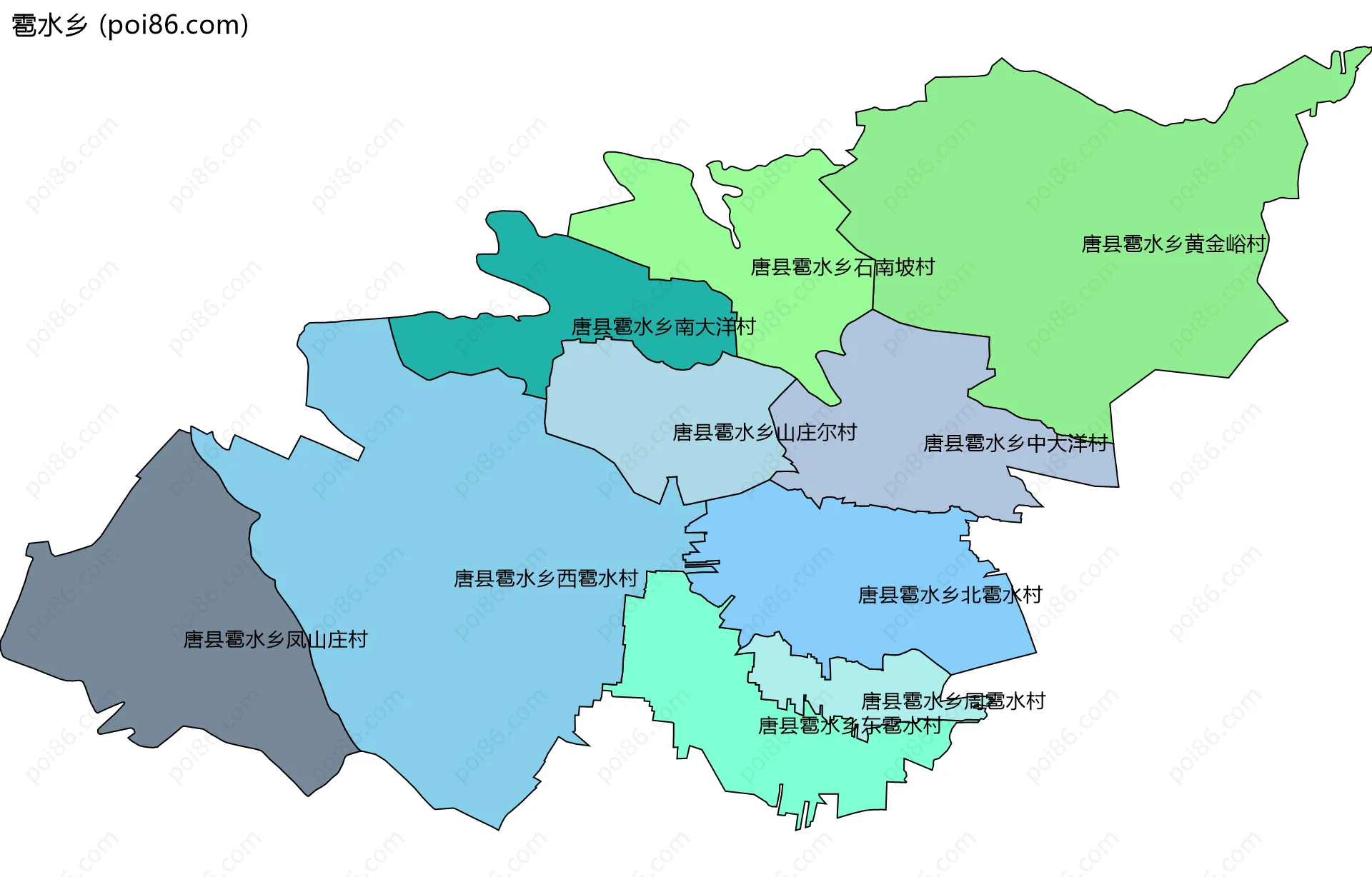 雹水乡边界地图(五级行政区划)