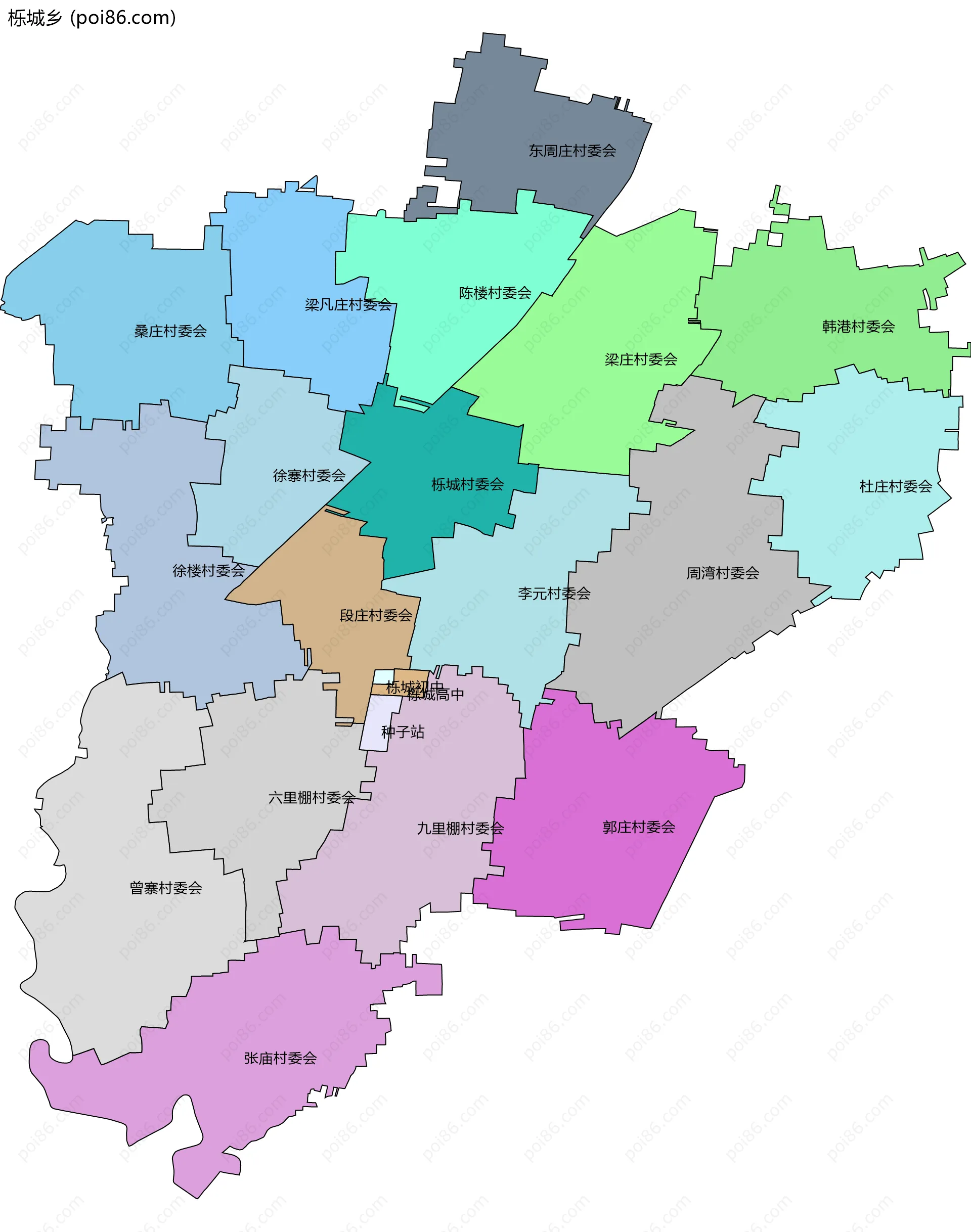 栎城乡边界地图(五级行政区划)