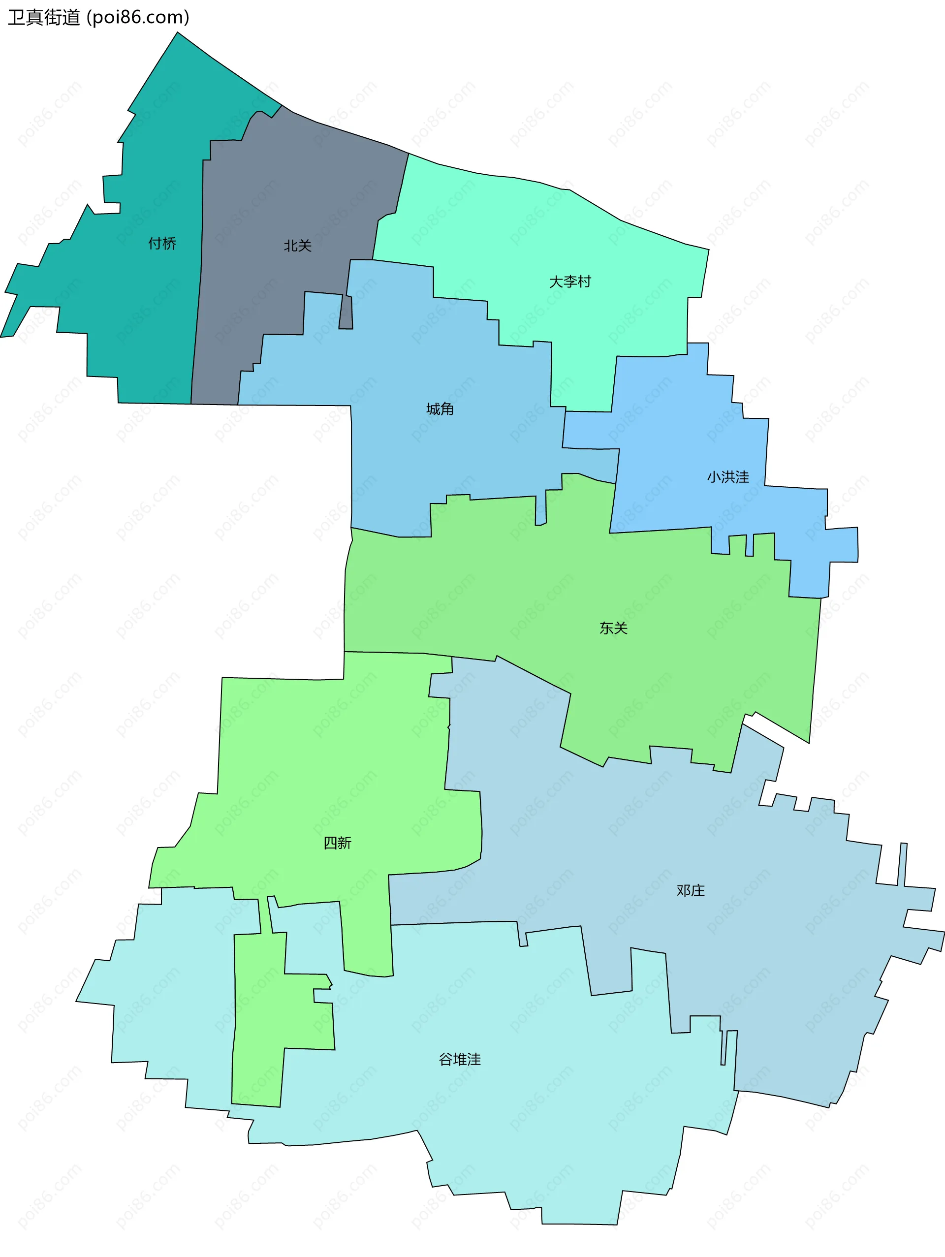 卫真街道边界地图(五级行政区划)