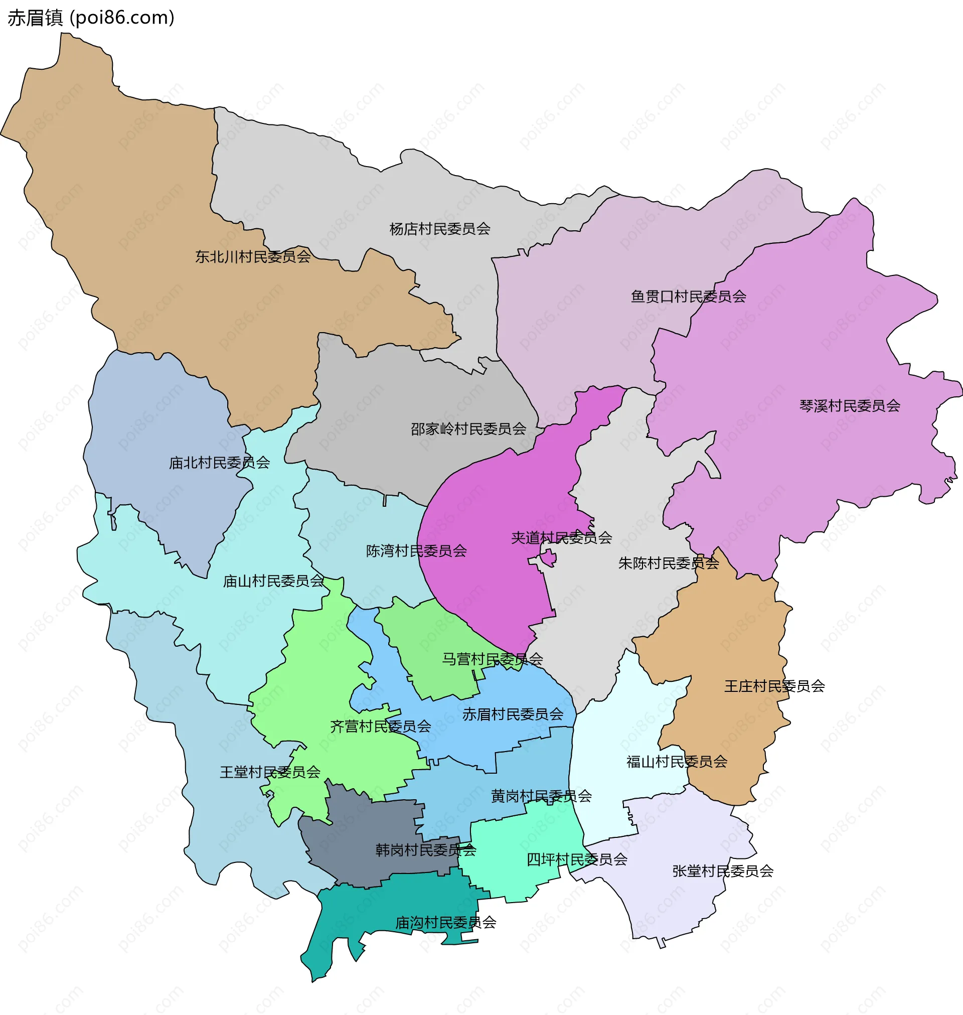 赤眉镇边界地图(五级行政区划)