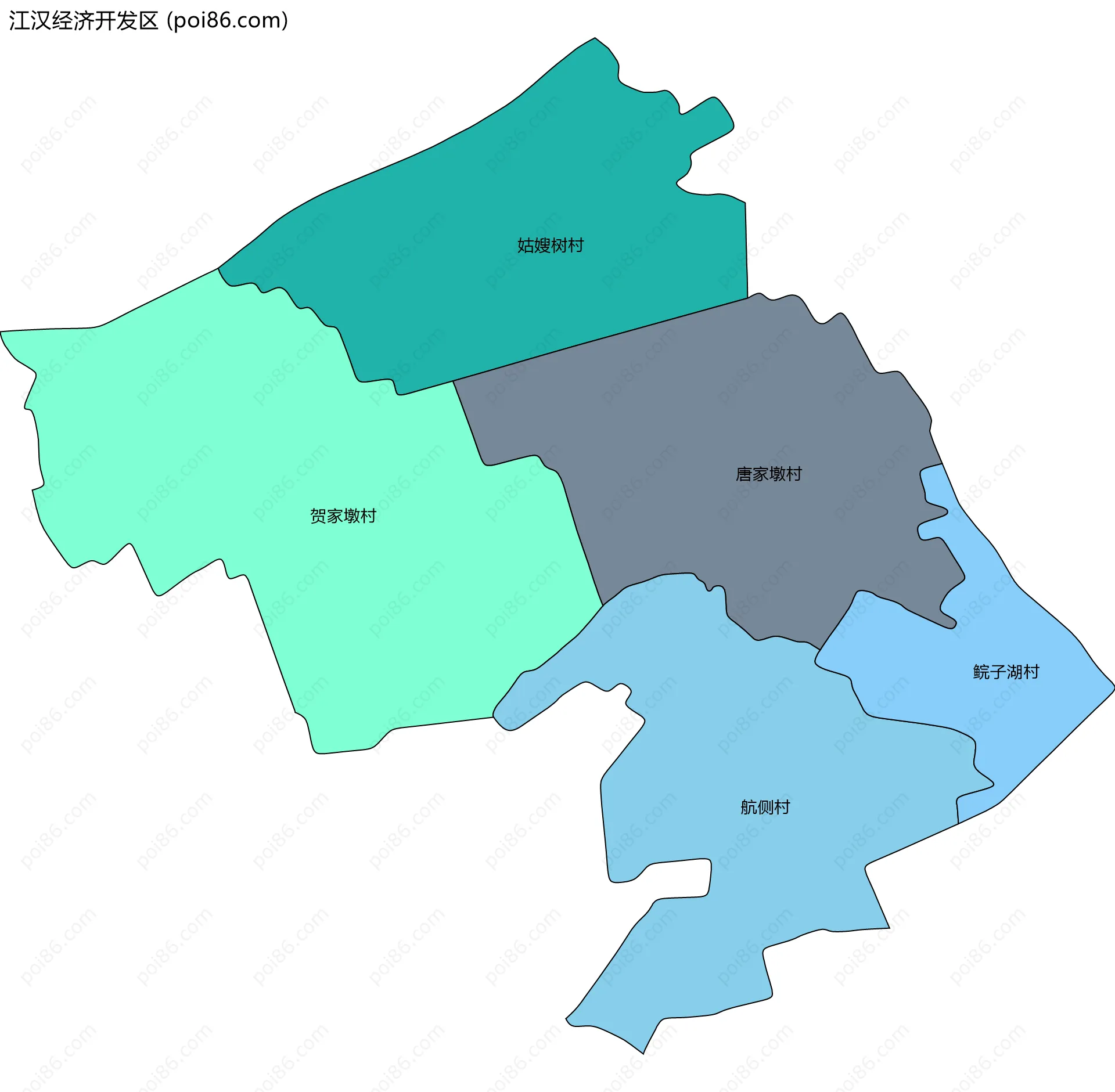 江汉经济开发区边界地图(五级行政区划)