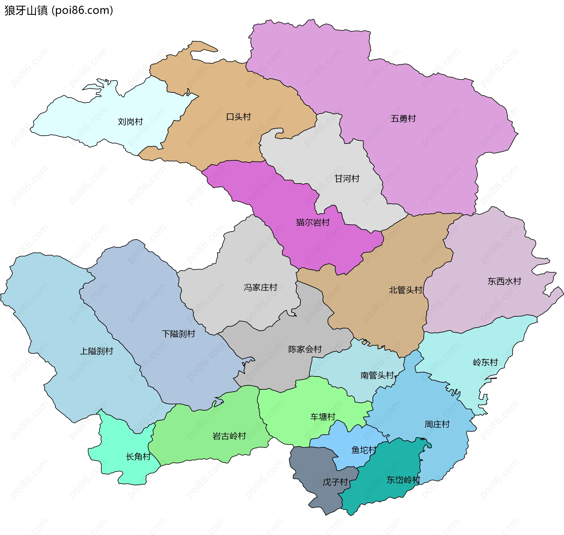 狼牙山镇边界地图(五级行政区划)