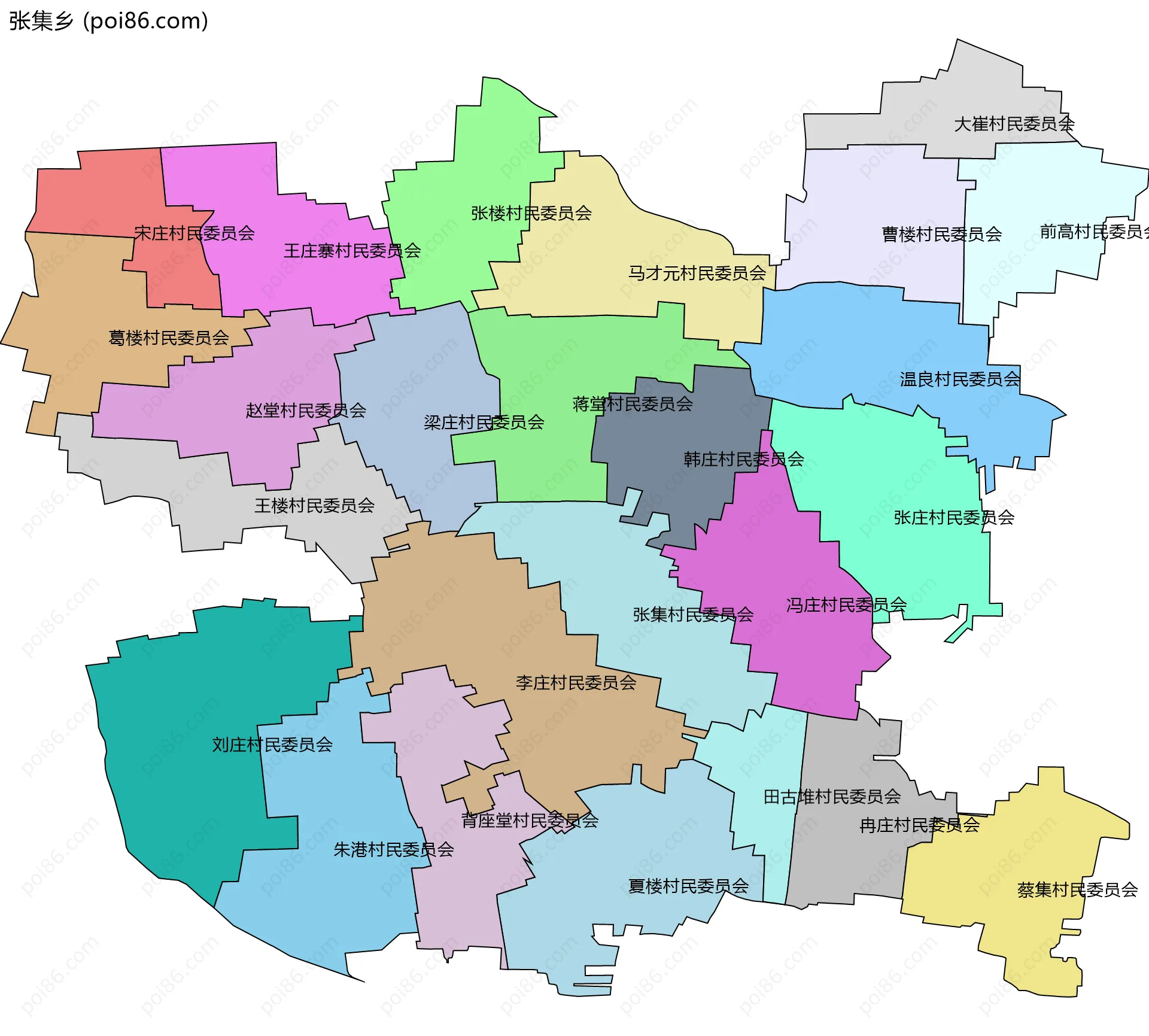 张集乡边界地图(五级行政区划)