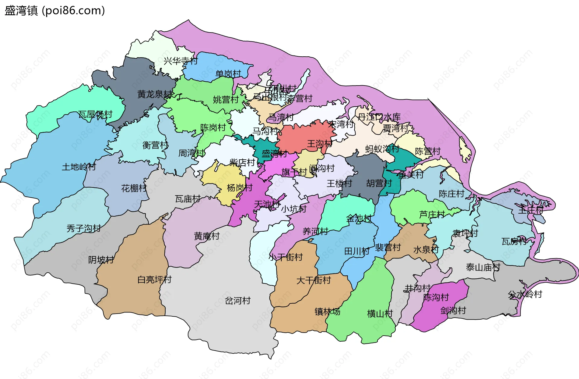 盛湾镇边界地图(五级行政区划)