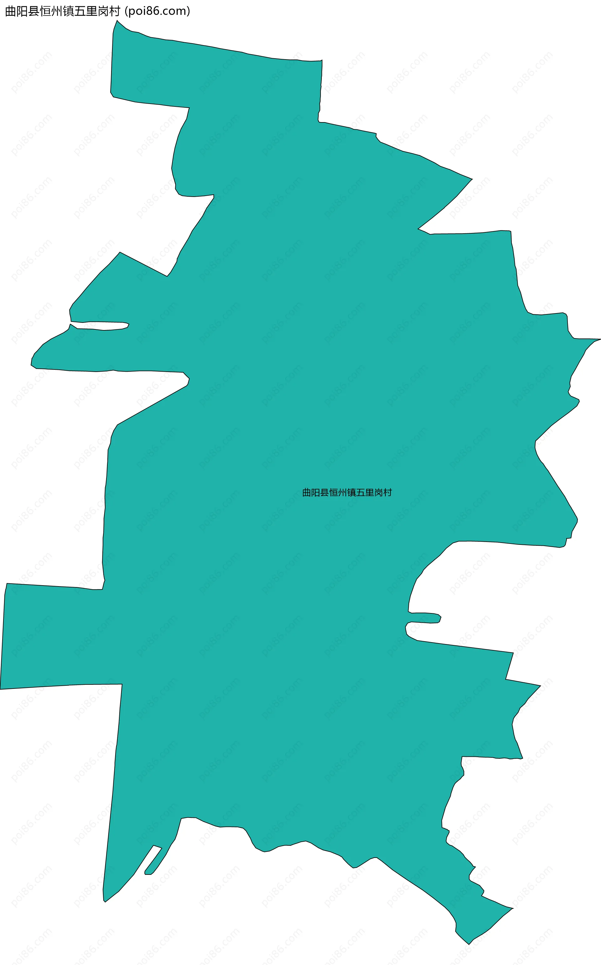 曲阳县恒州镇五里岗村边界地图