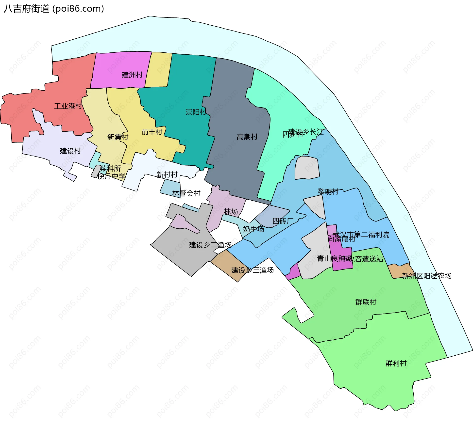 八吉府街道边界地图(五级行政区划)