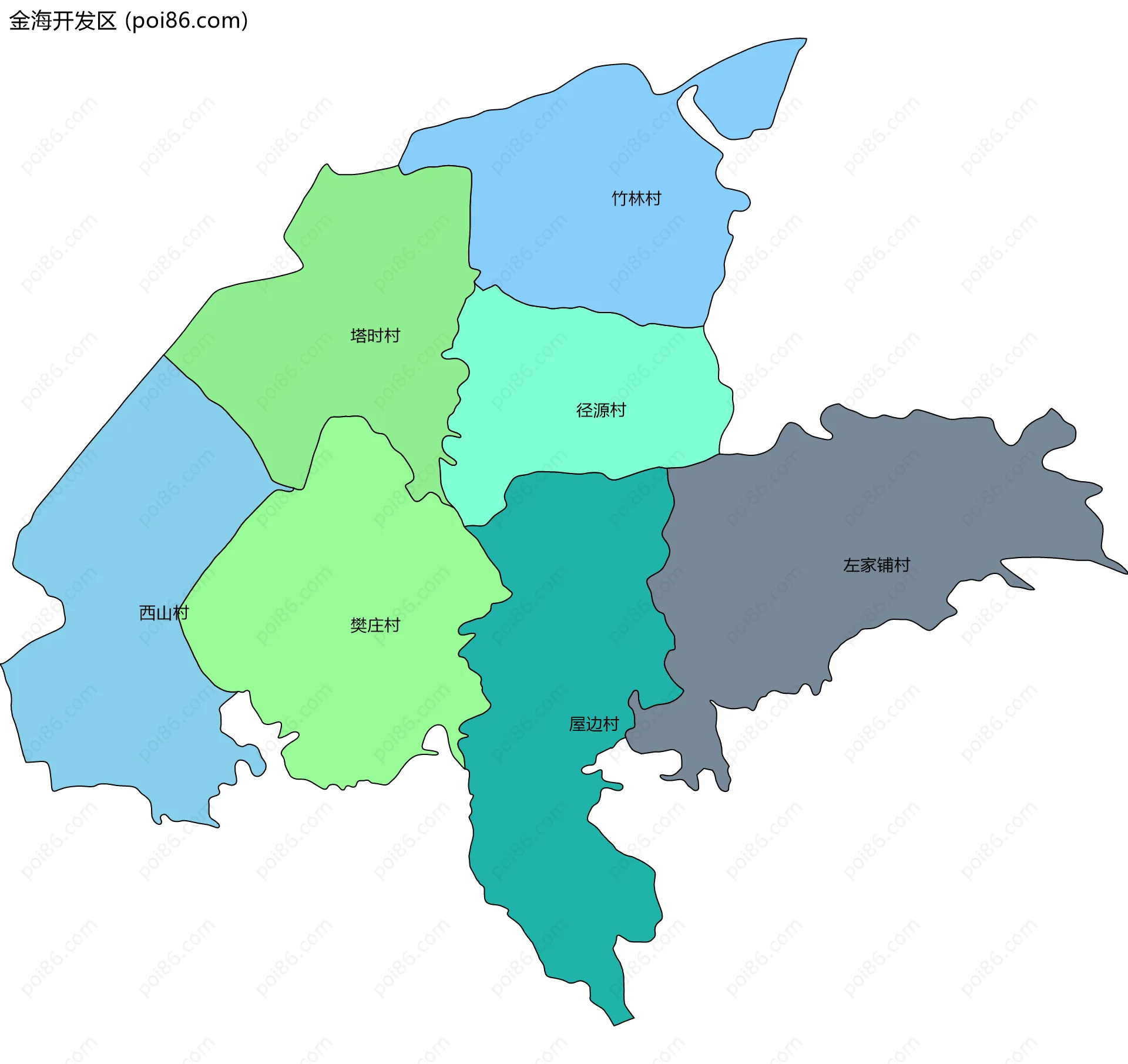 金海开发区边界地图(五级行政区划)