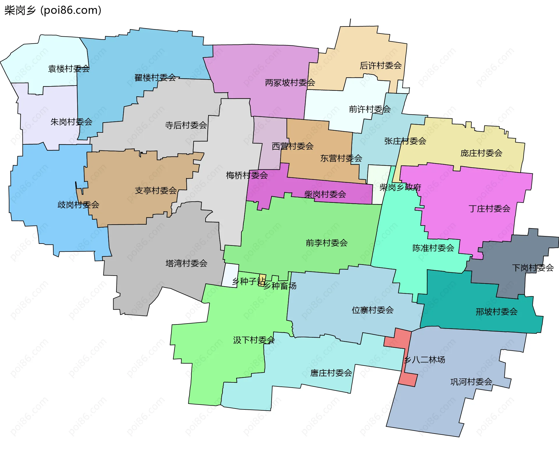 柴岗乡边界地图(五级行政区划)
