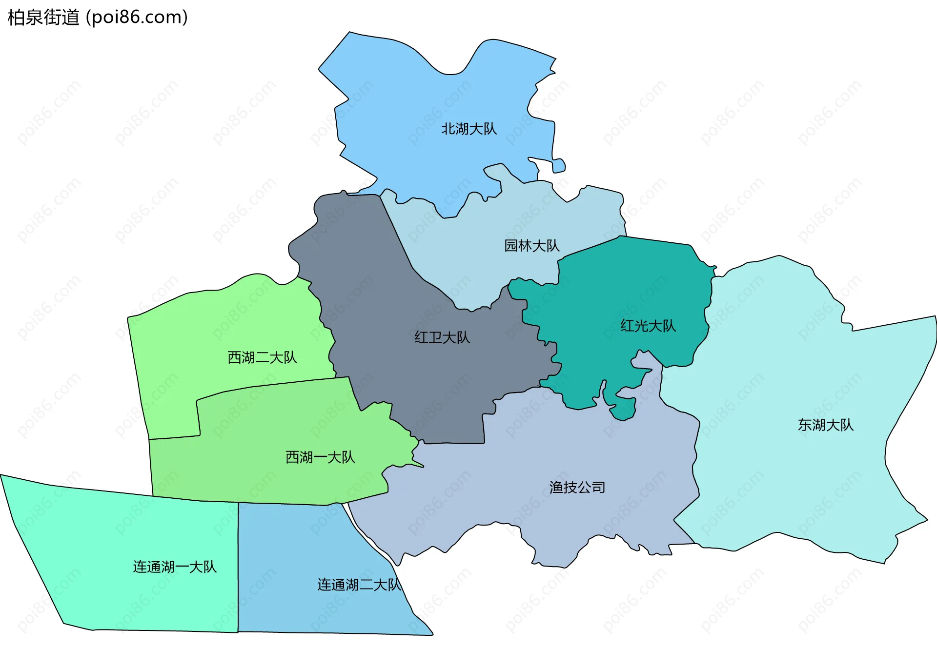 柏泉街道边界地图(五级行政区划)
