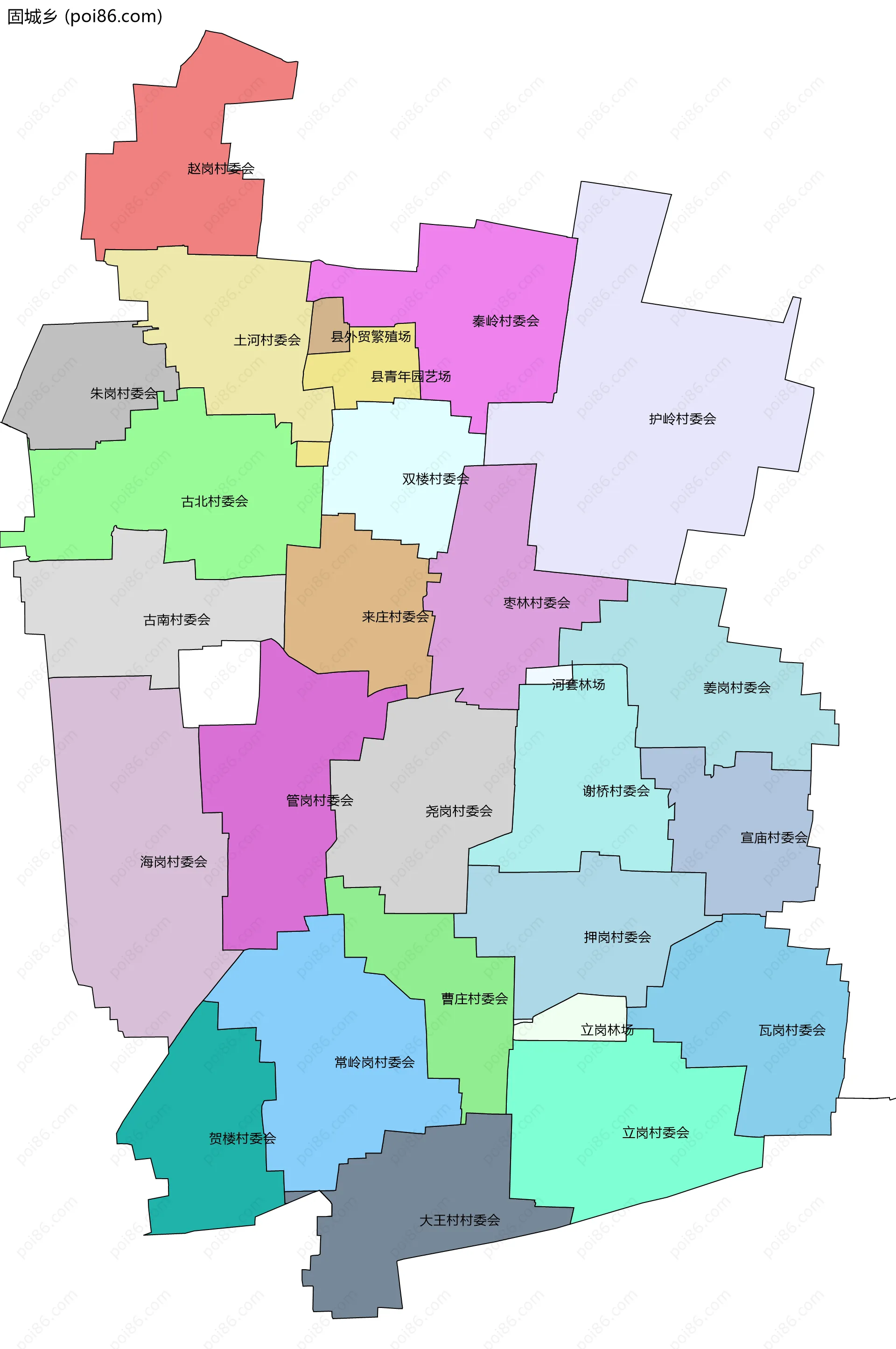 固城乡边界地图(五级行政区划)