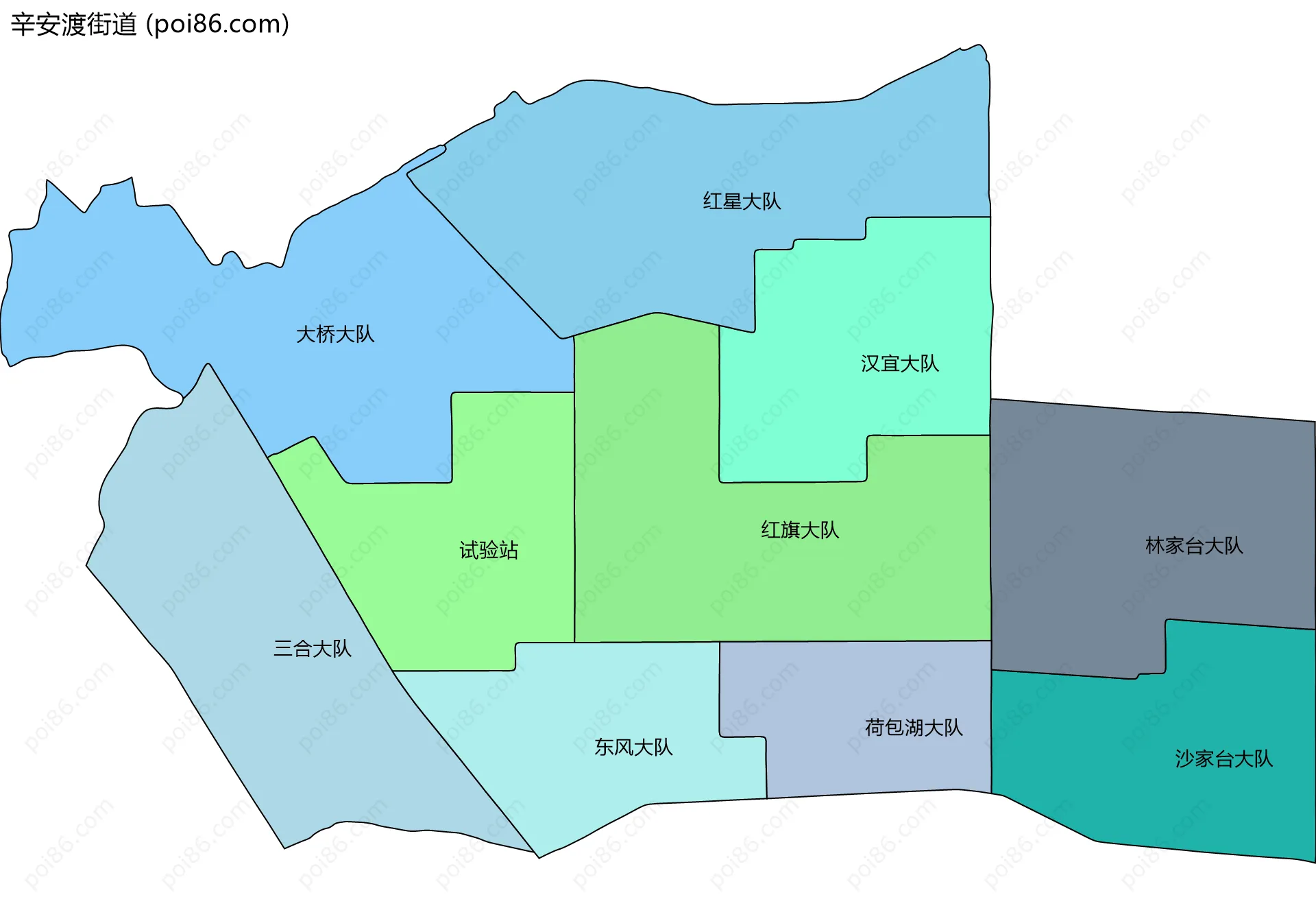 辛安渡街道边界地图(五级行政区划)