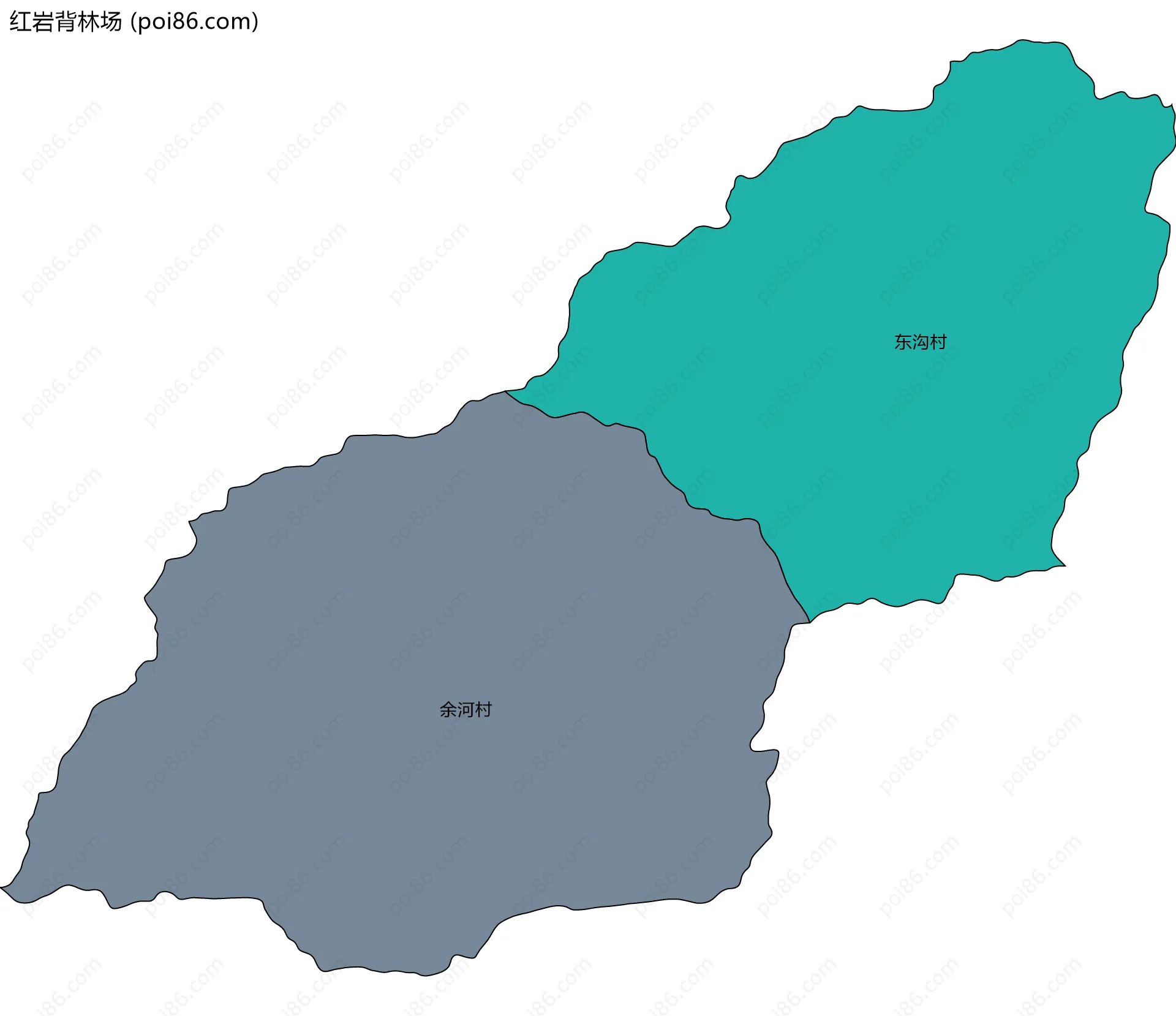 红岩背林场边界地图(五级行政区划)