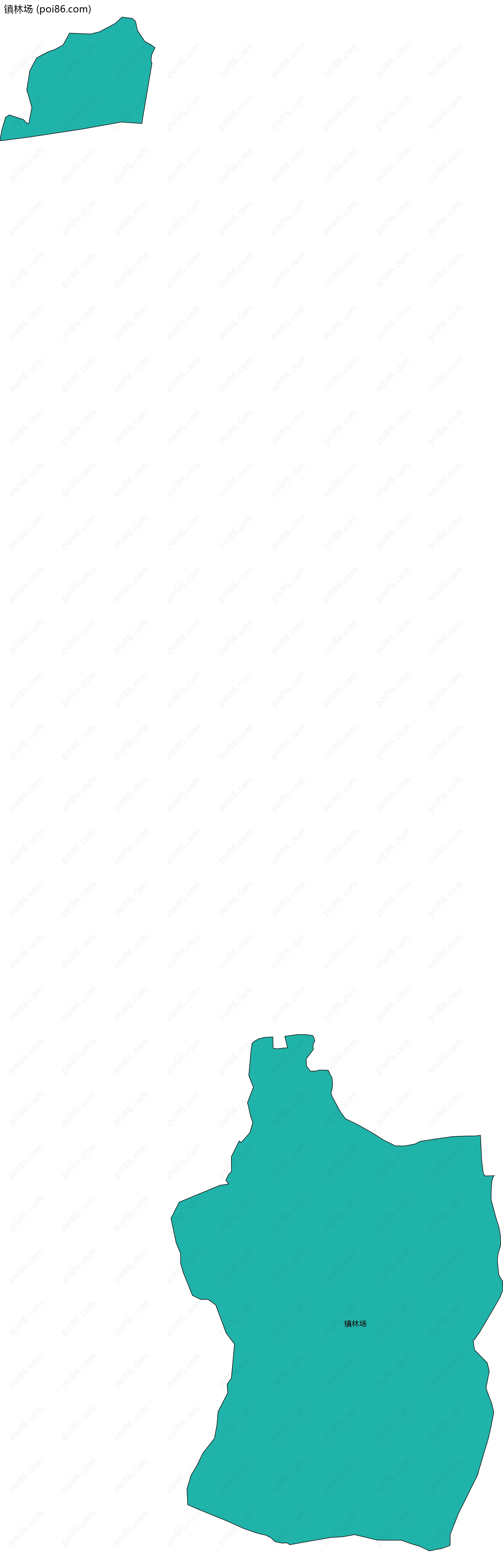 镇林场边界地图(五级行政区划)