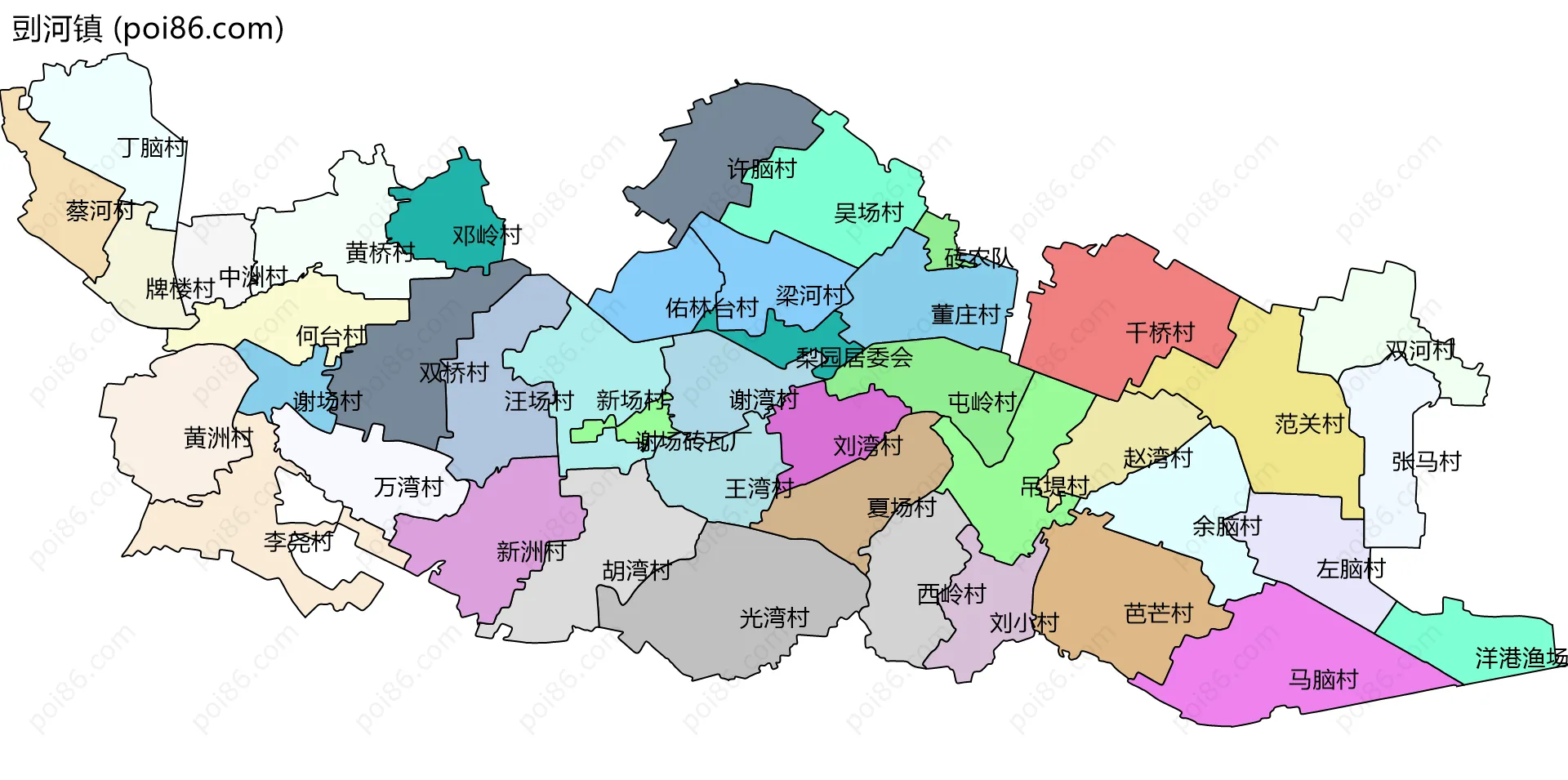 剅河镇边界地图(五级行政区划)