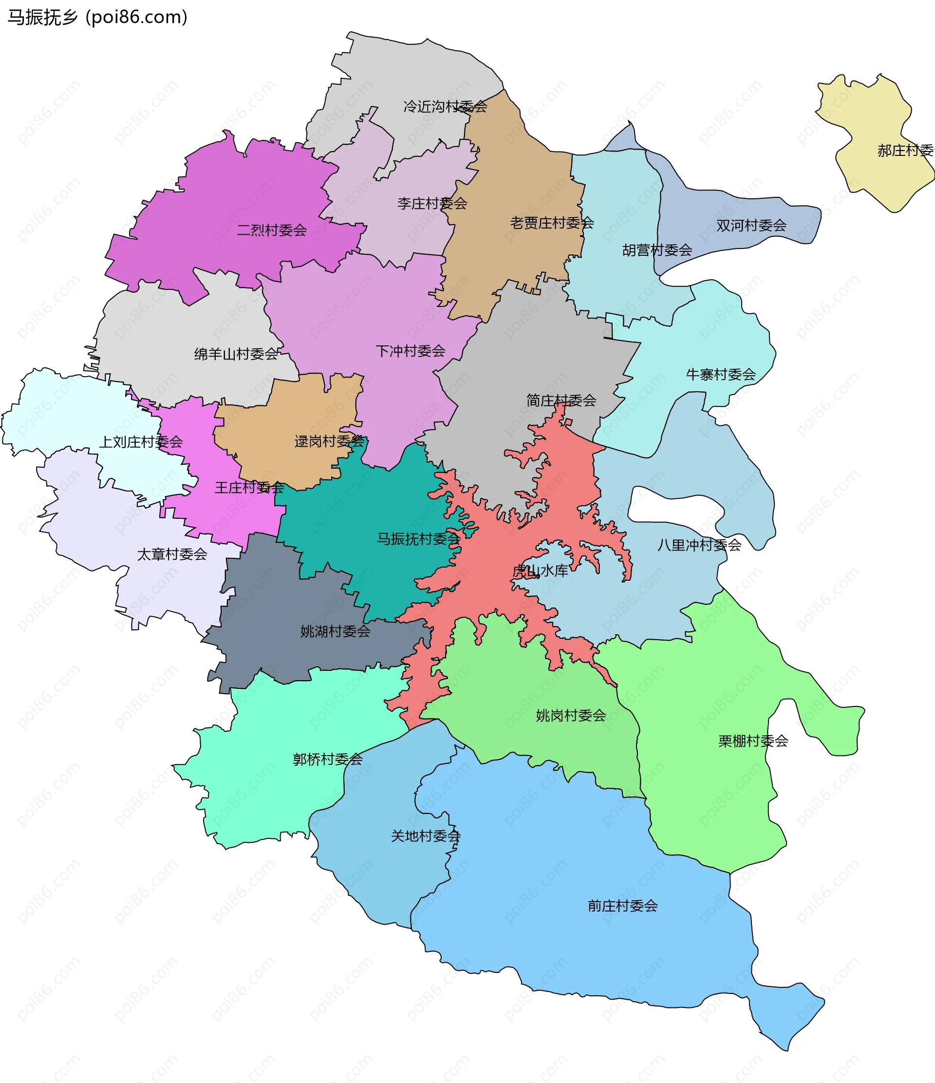 马振抚乡边界地图(五级行政区划)