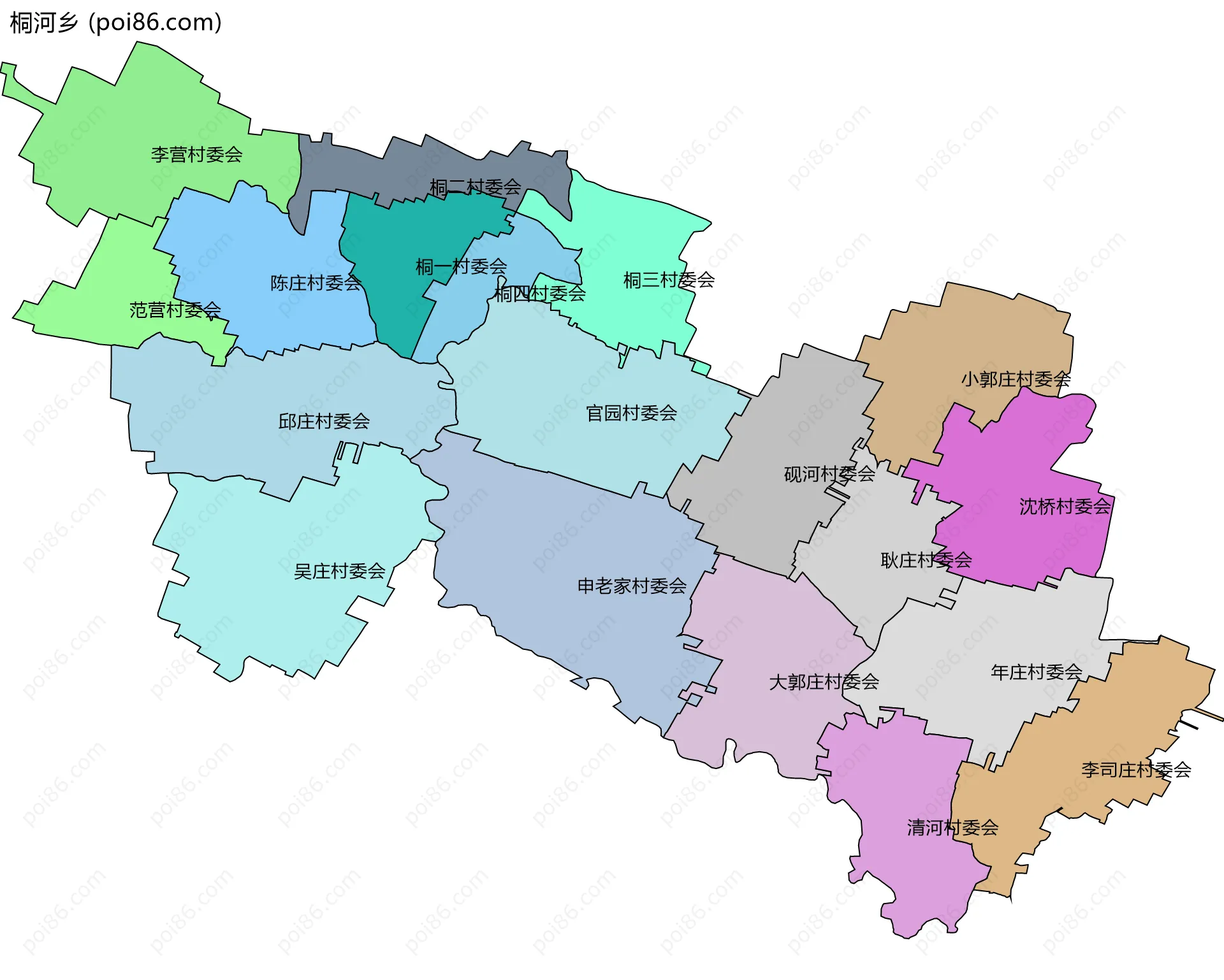 桐河乡边界地图(五级行政区划)