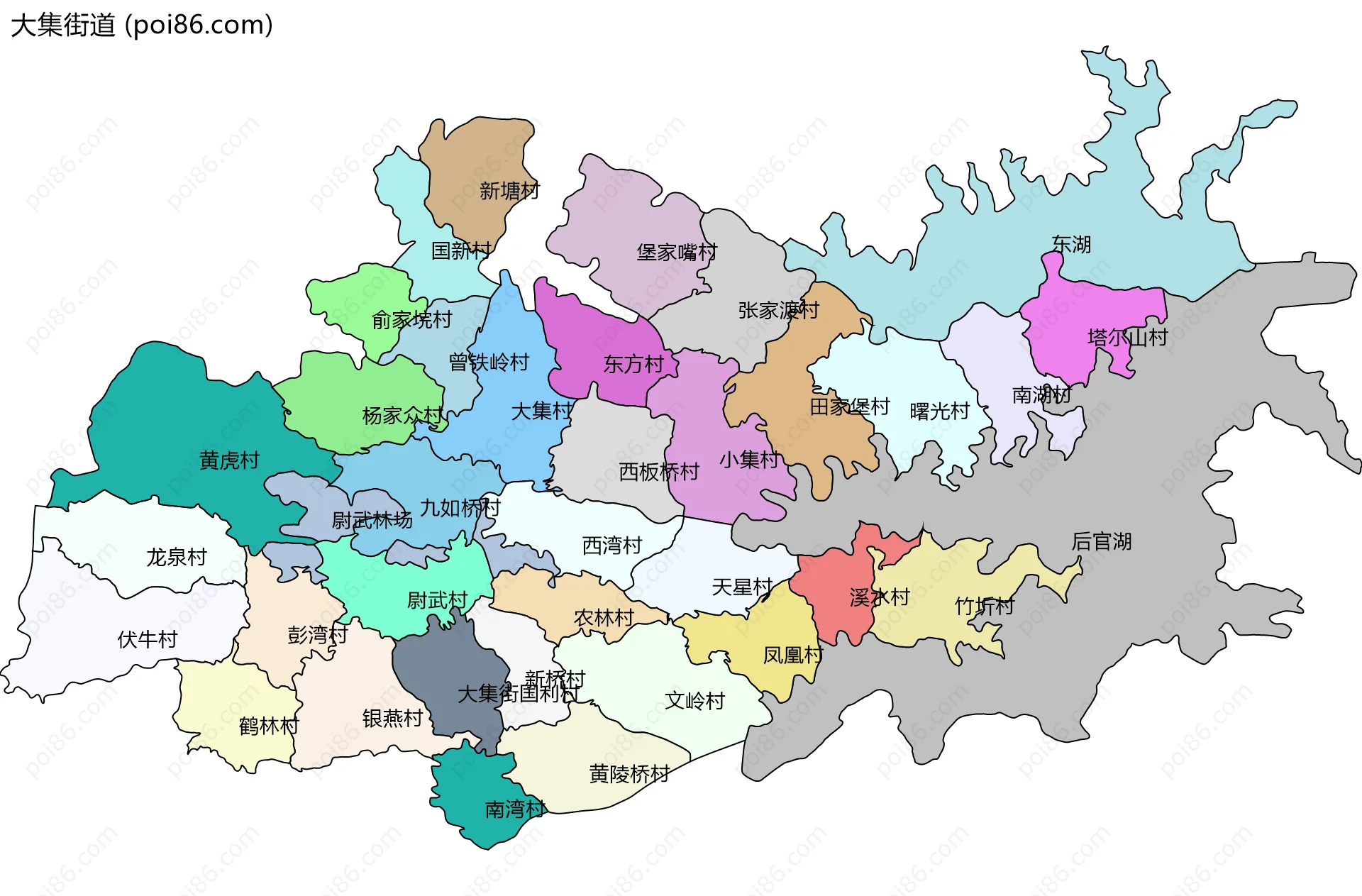 大集街道边界地图(五级行政区划)
