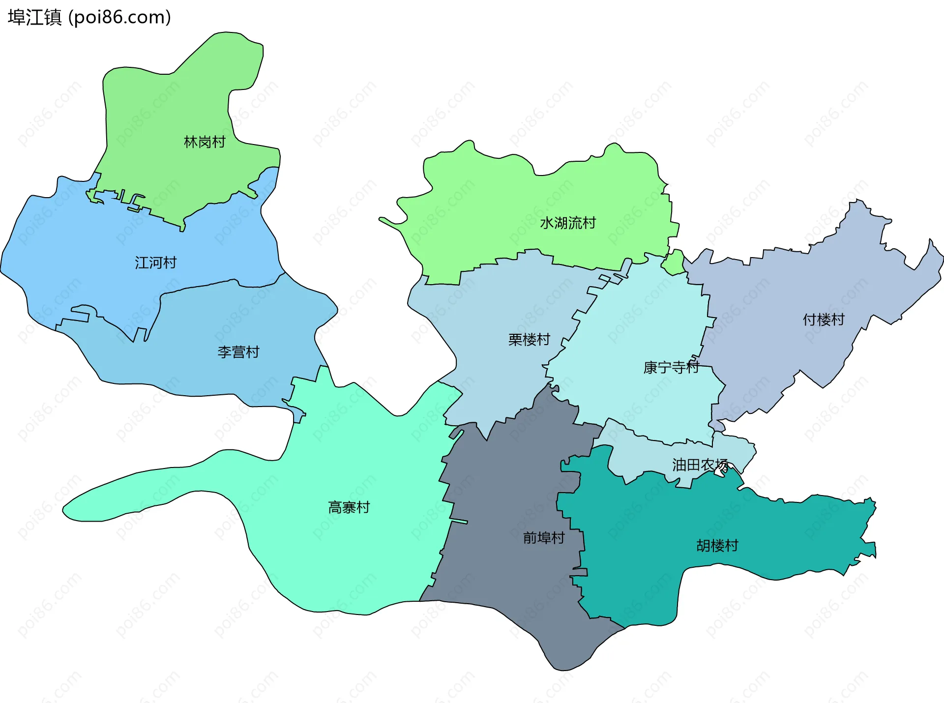 埠江镇边界地图(五级行政区划)