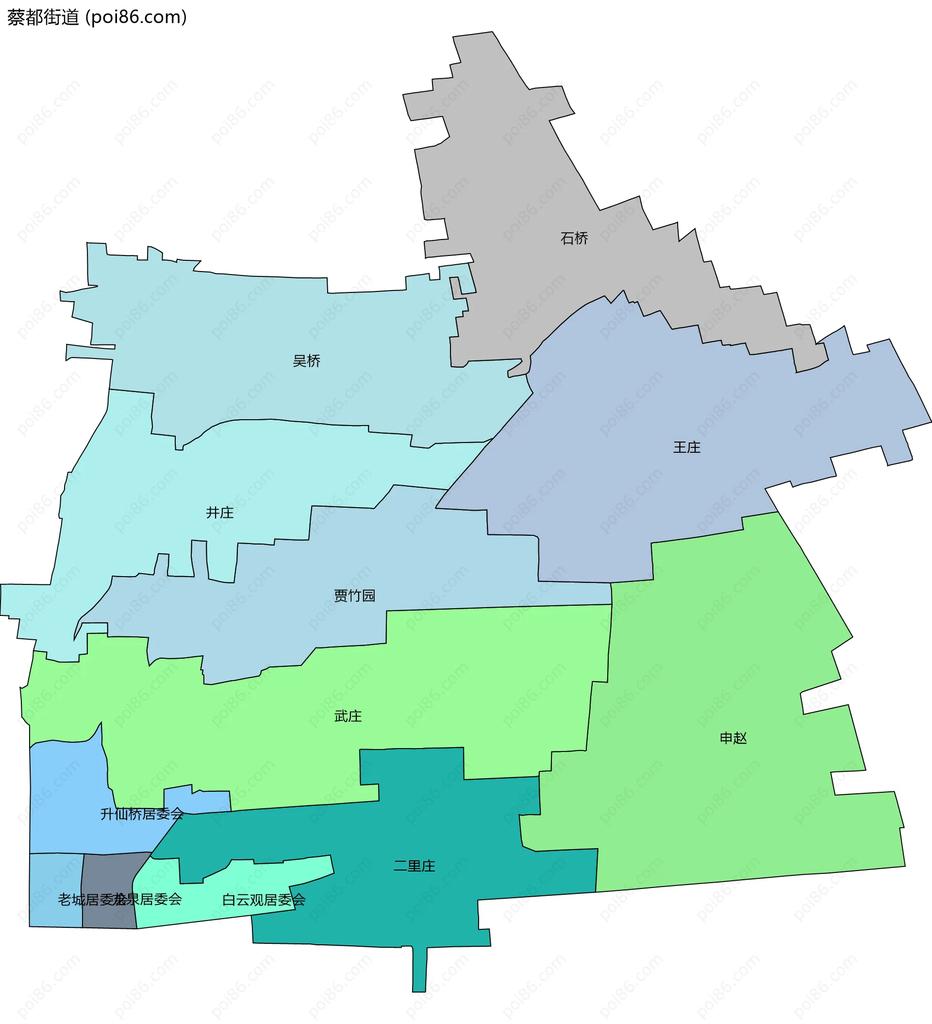 蔡都街道边界地图(五级行政区划)