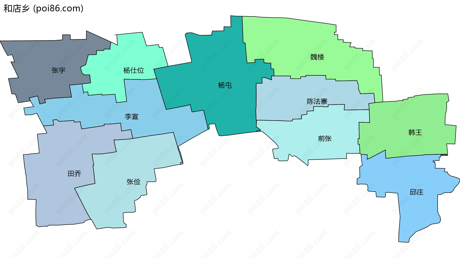 和店乡边界地图(五级行政区划)