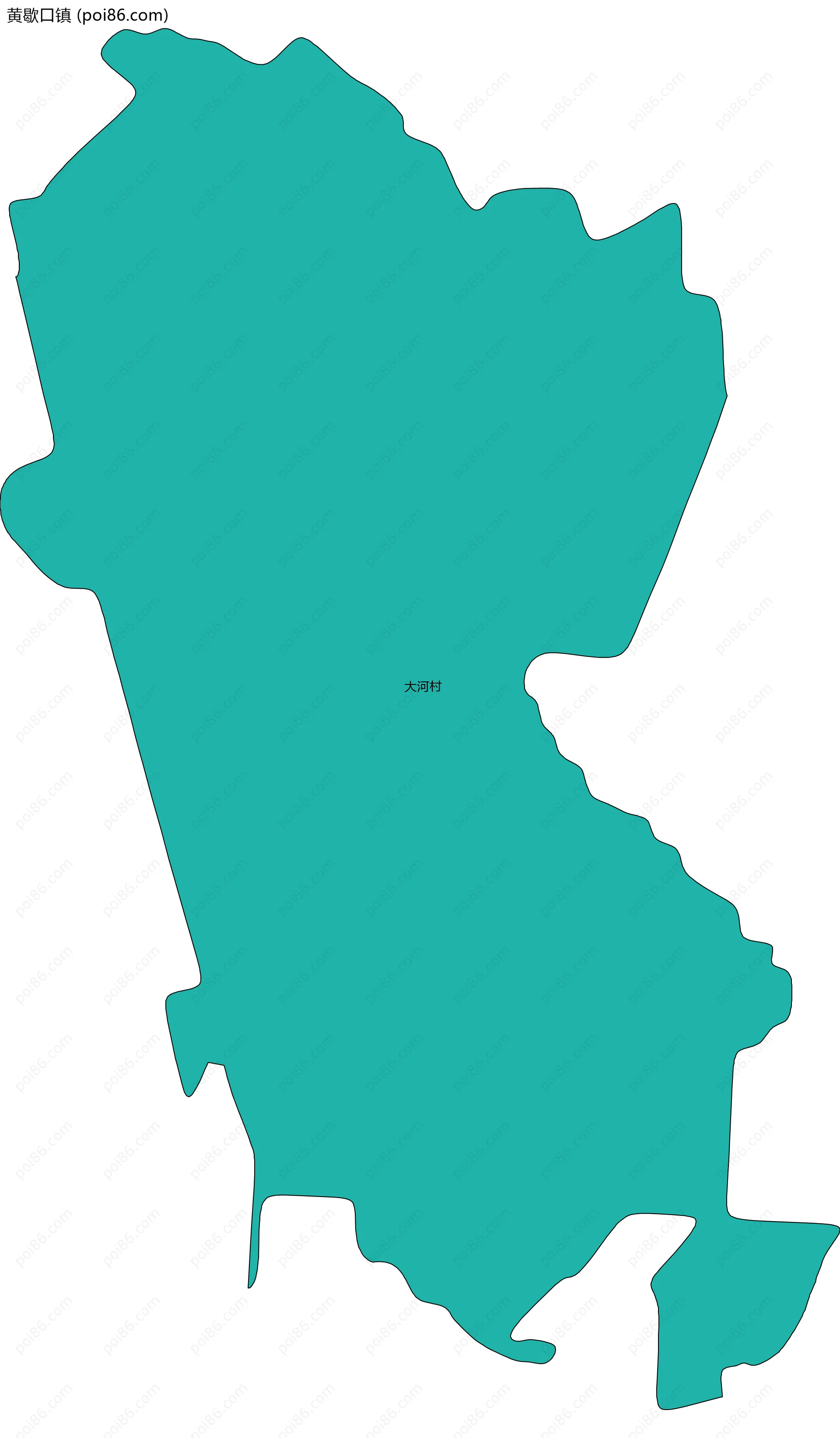黄歇口镇边界地图(五级行政区划)