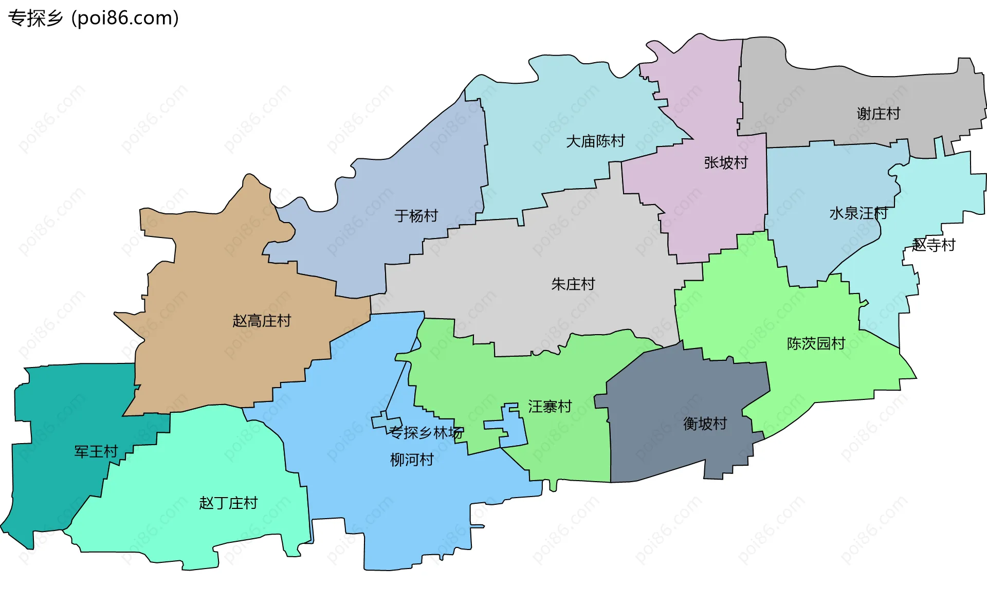 专探乡边界地图(五级行政区划)