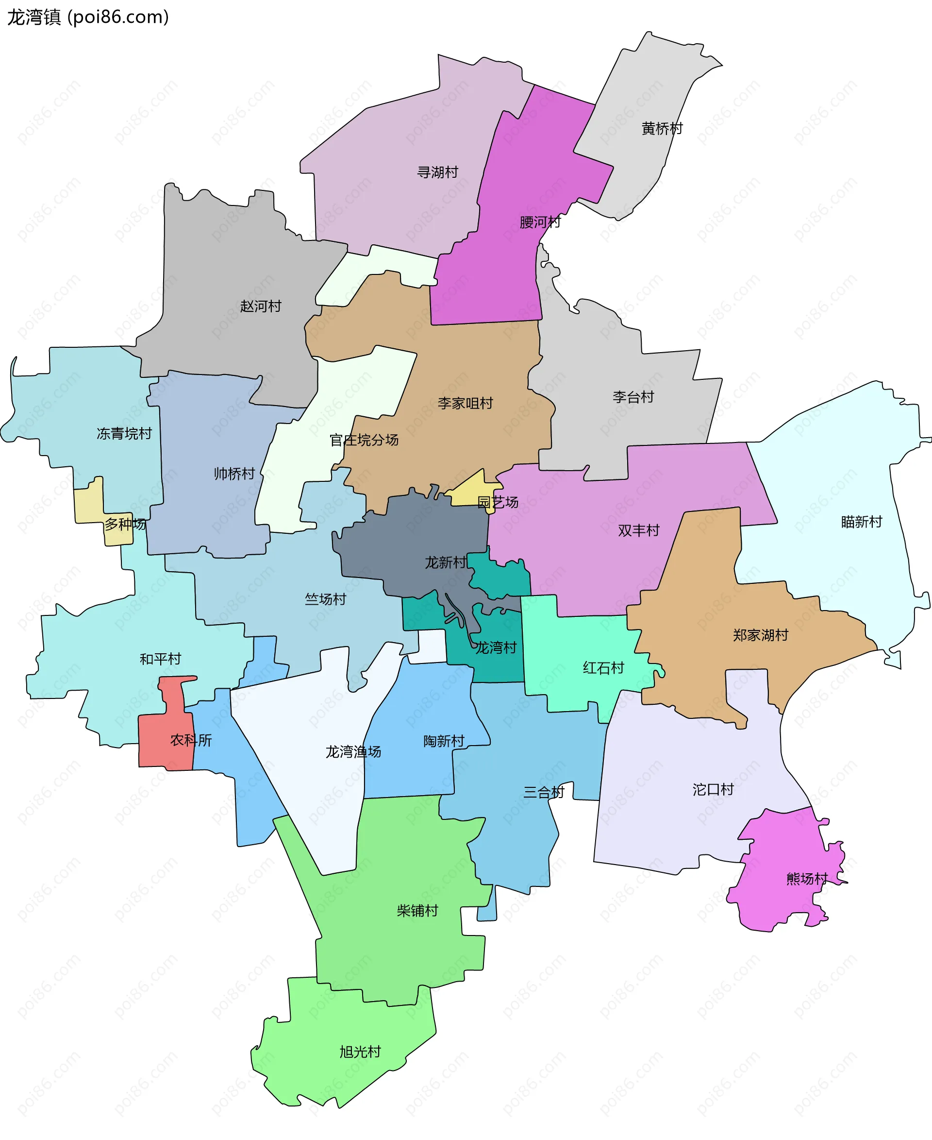 龙湾镇边界地图(五级行政区划)