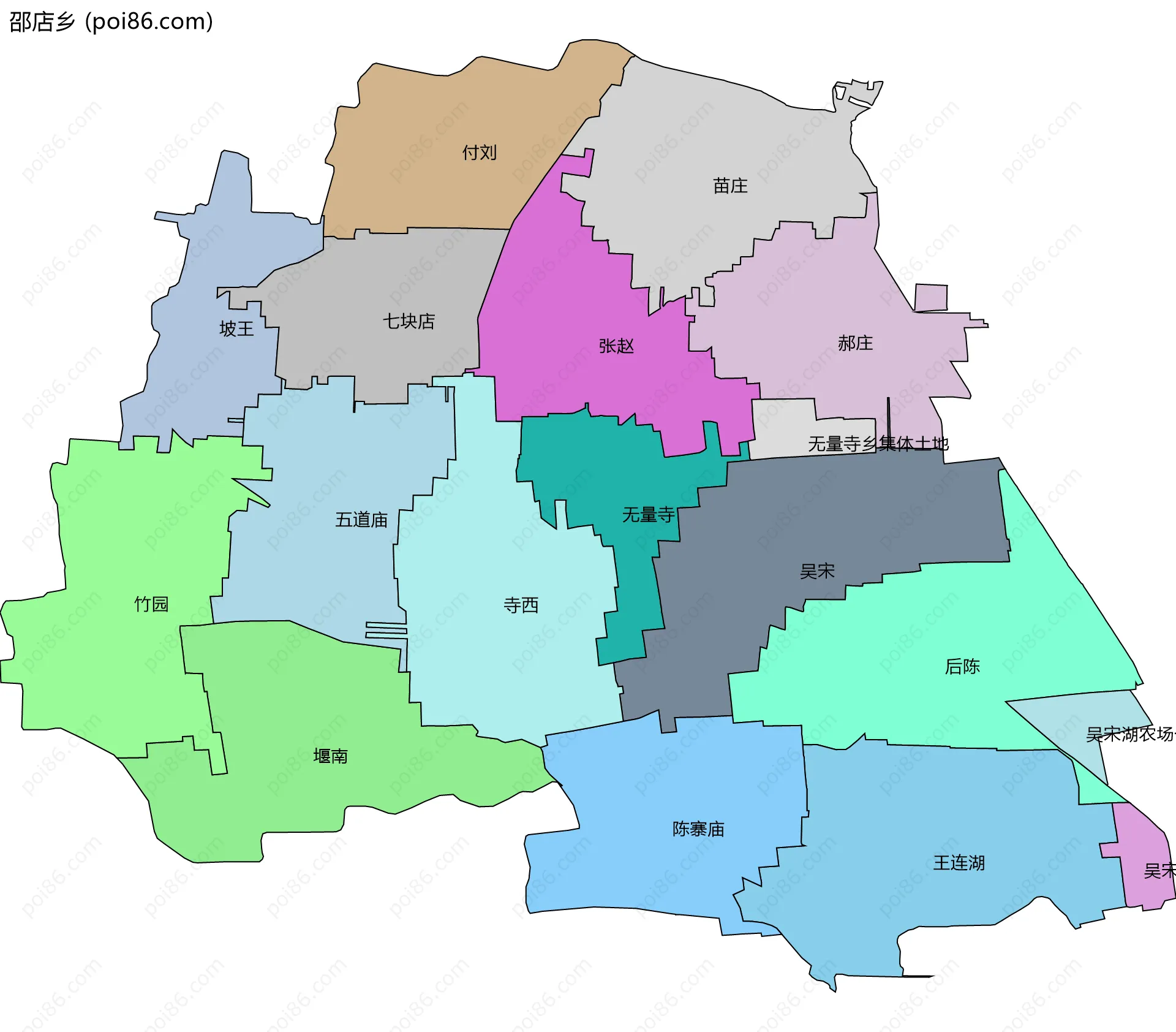 邵店乡边界地图(五级行政区划)