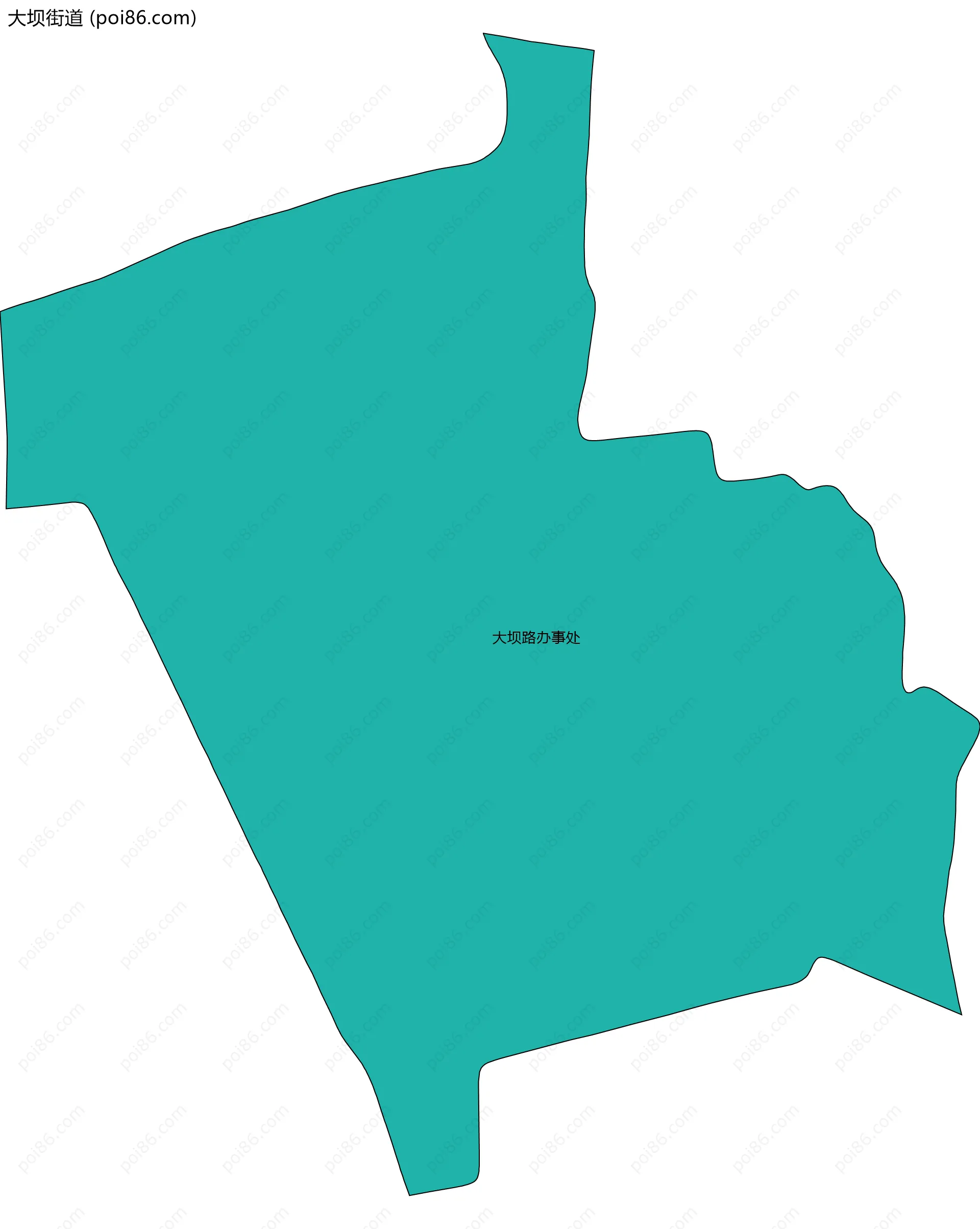 大坝街道边界地图(五级行政区划)