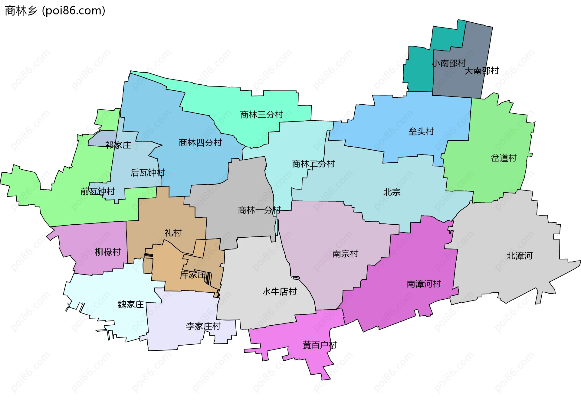 商林乡边界地图(五级行政区划)