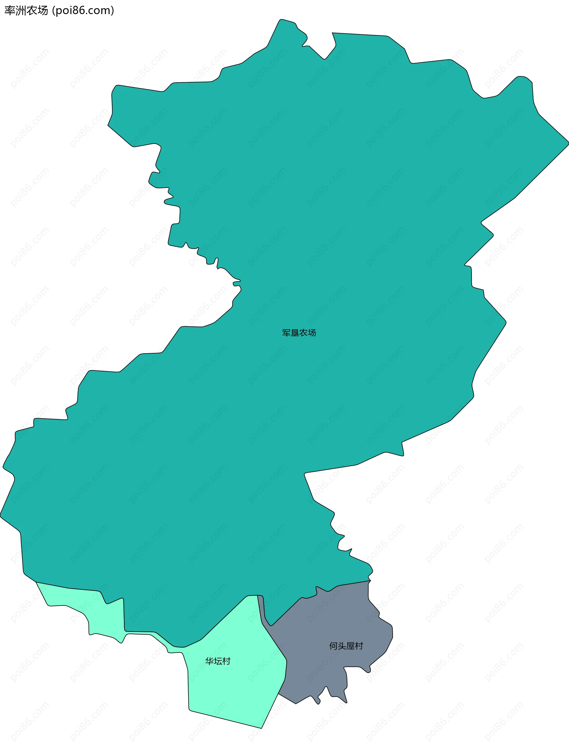 率洲农场边界地图(五级行政区划)