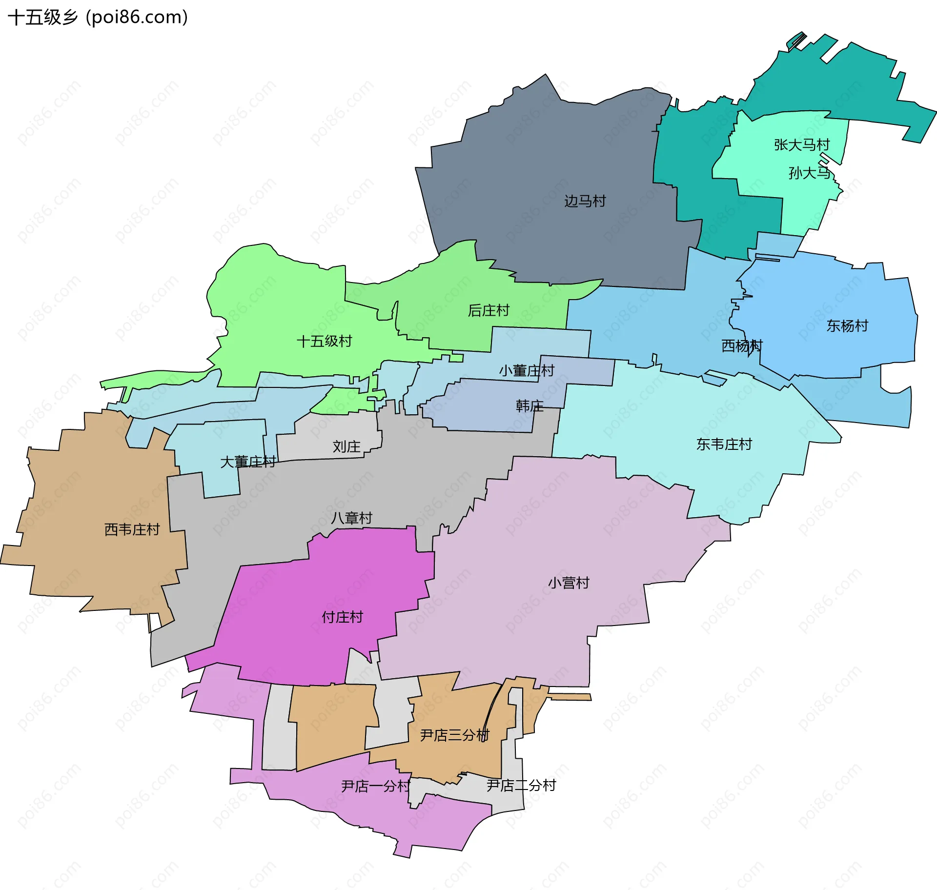 十五级乡边界地图(五级行政区划)