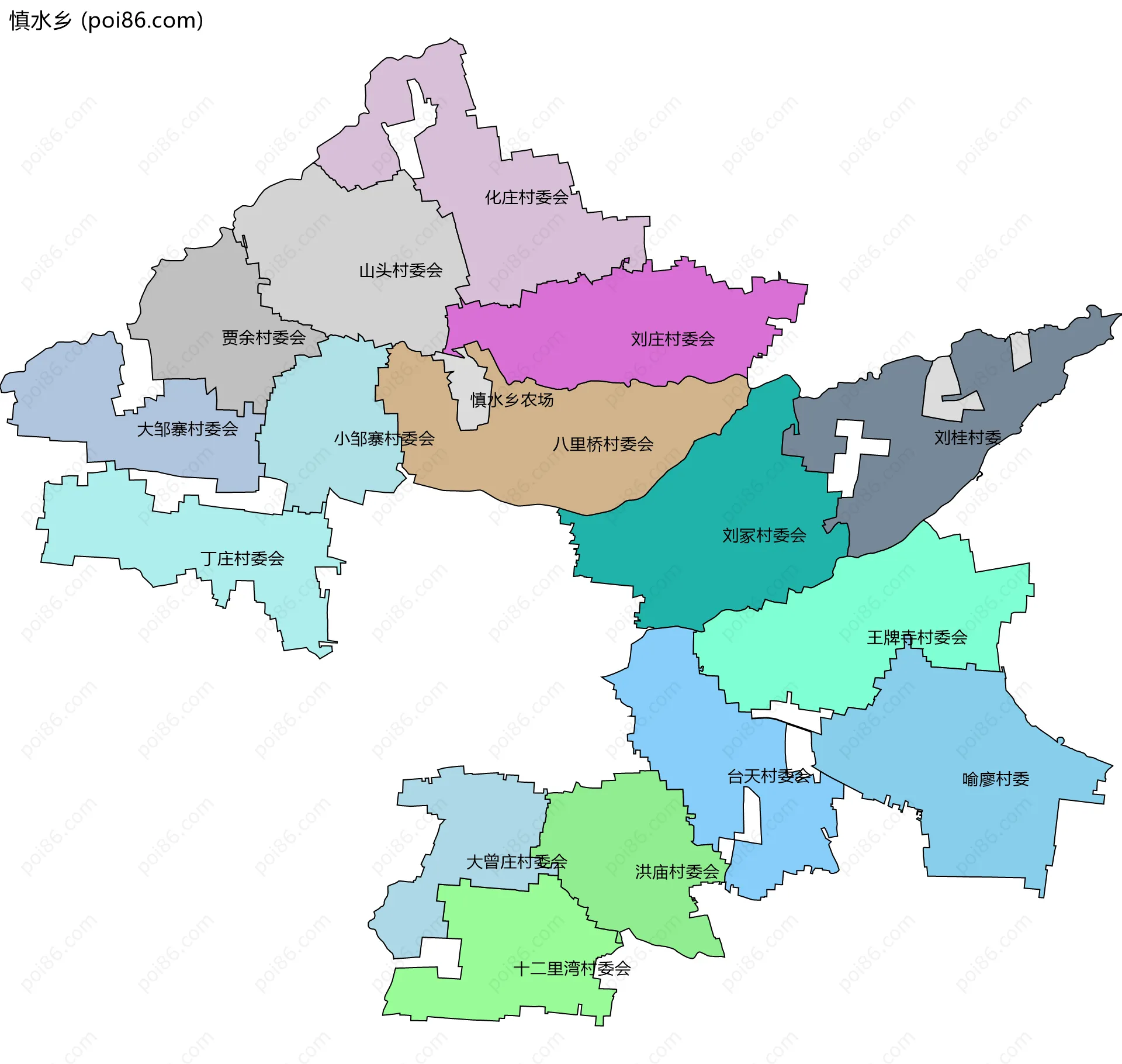 慎水乡边界地图(五级行政区划)