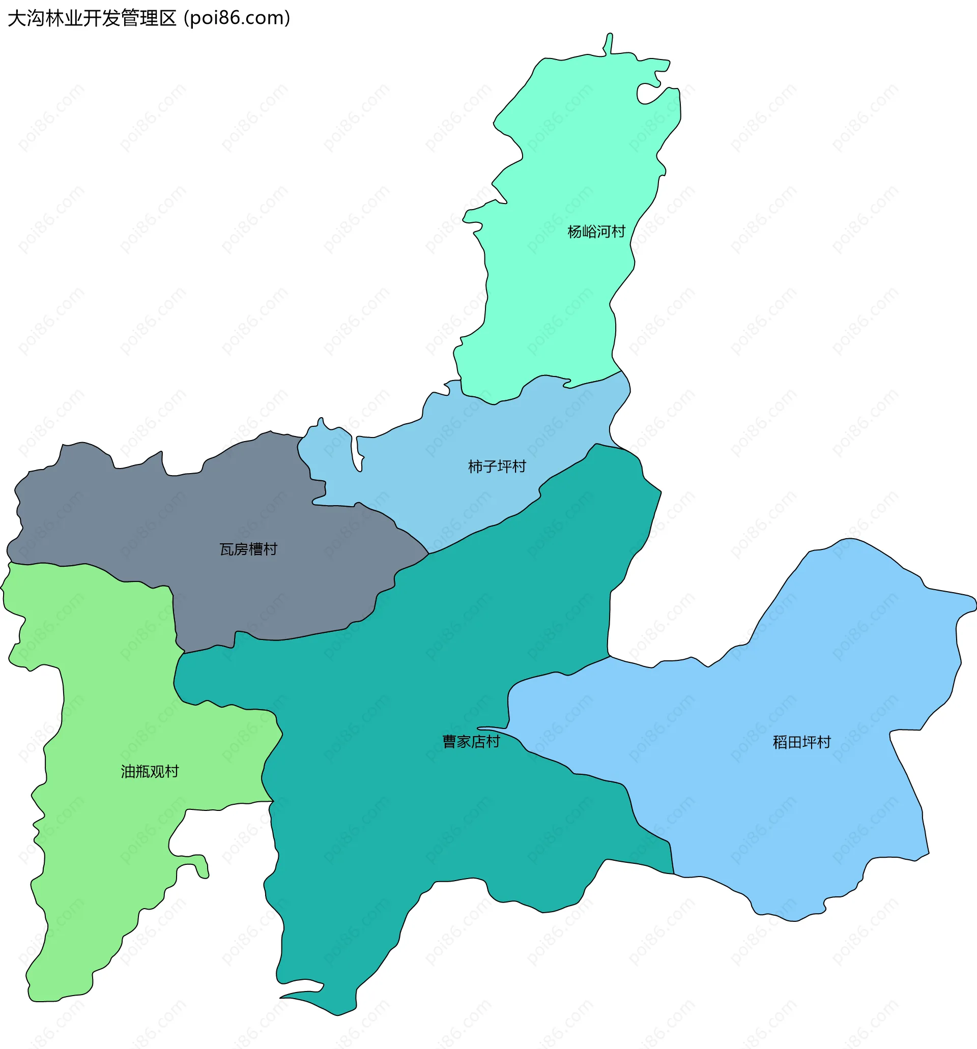大沟林业开发管理区边界地图(五级行政区划)