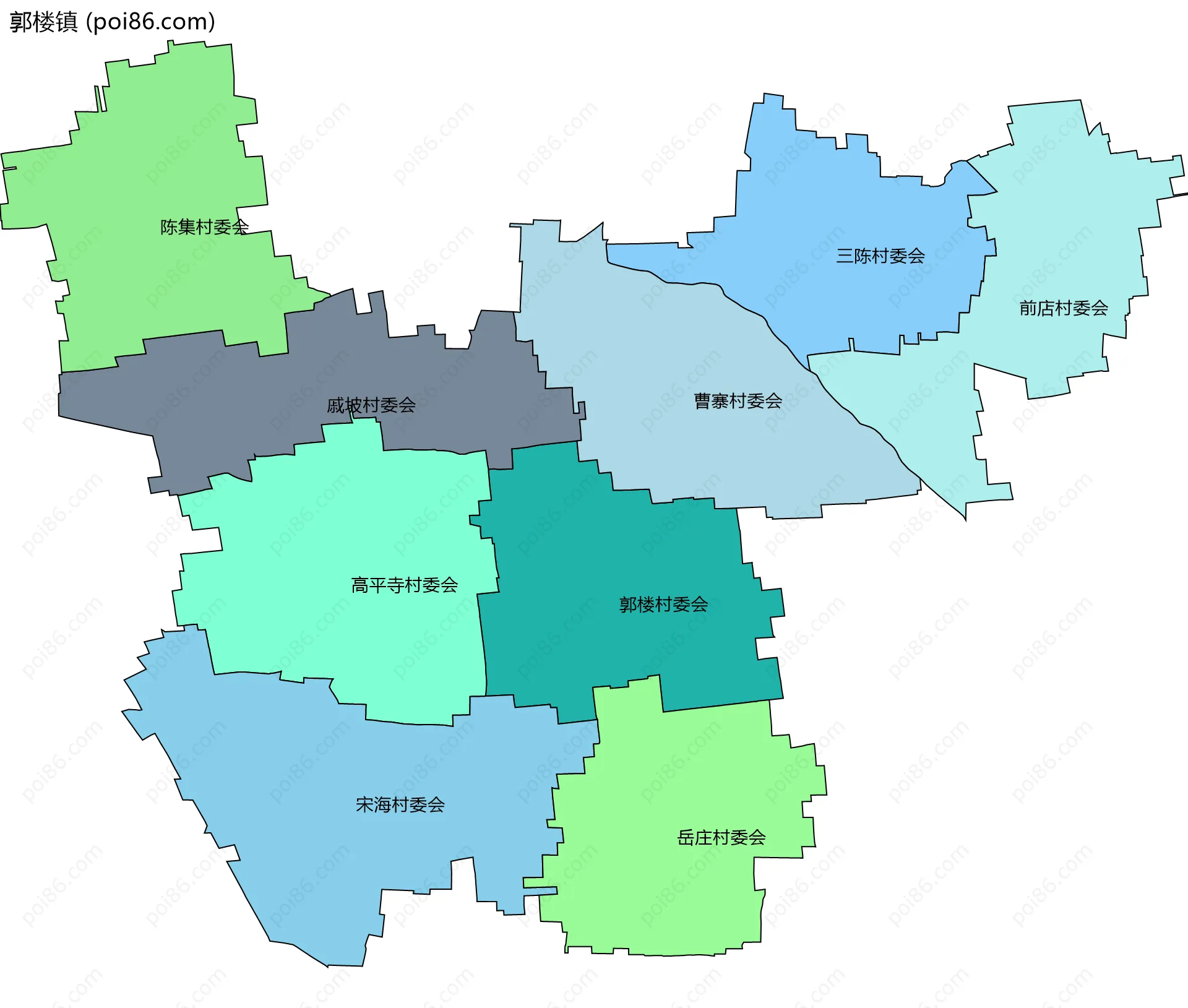 郭楼镇边界地图(五级行政区划)