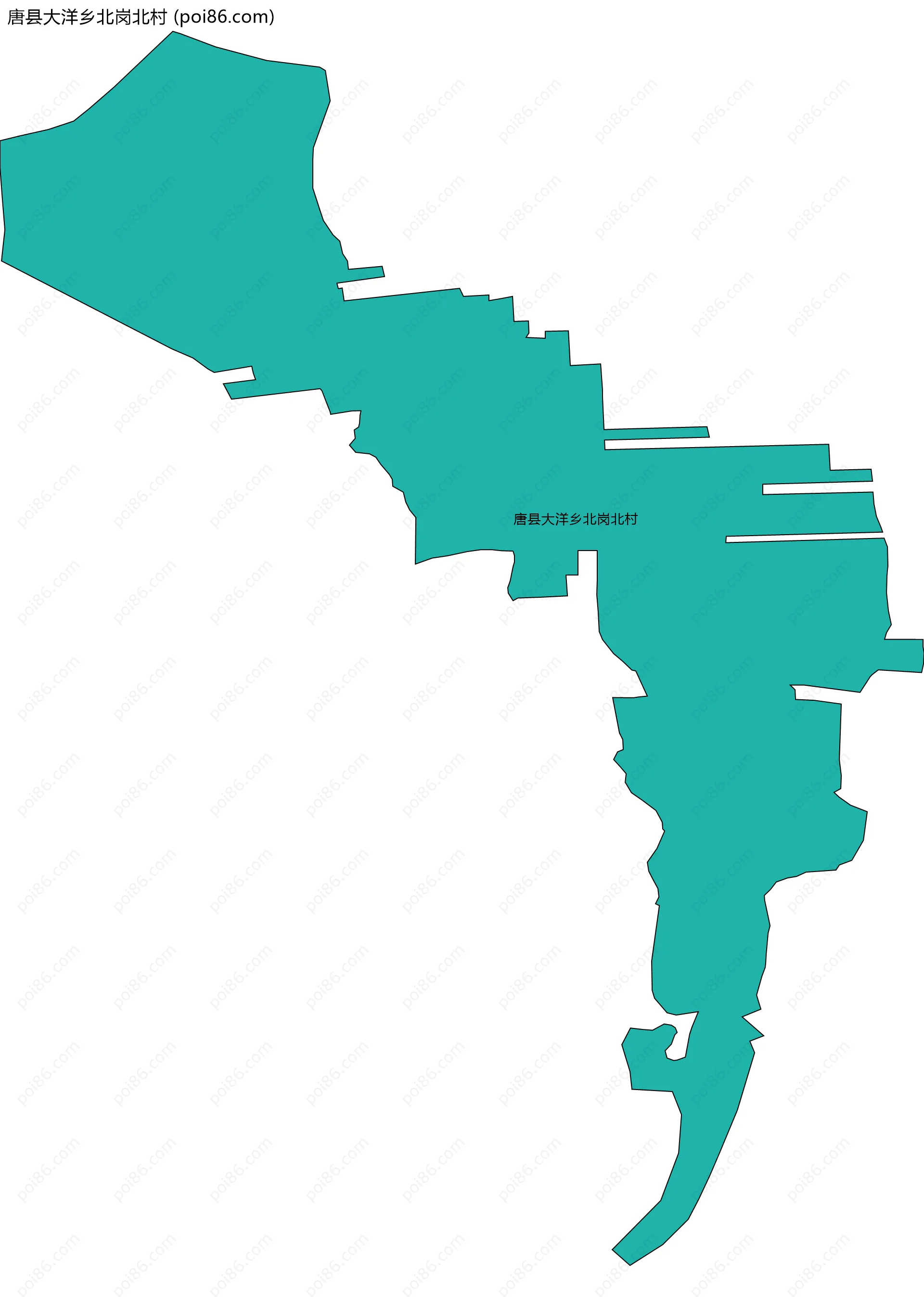 唐县大洋乡北岗北村边界地图