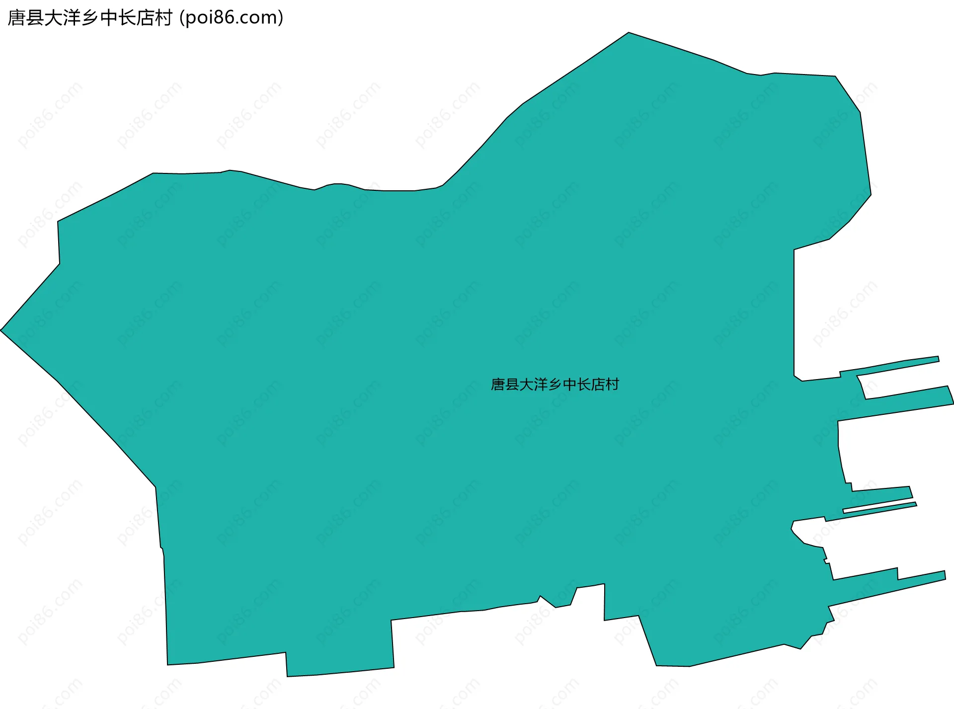 唐县大洋乡中长店村边界地图