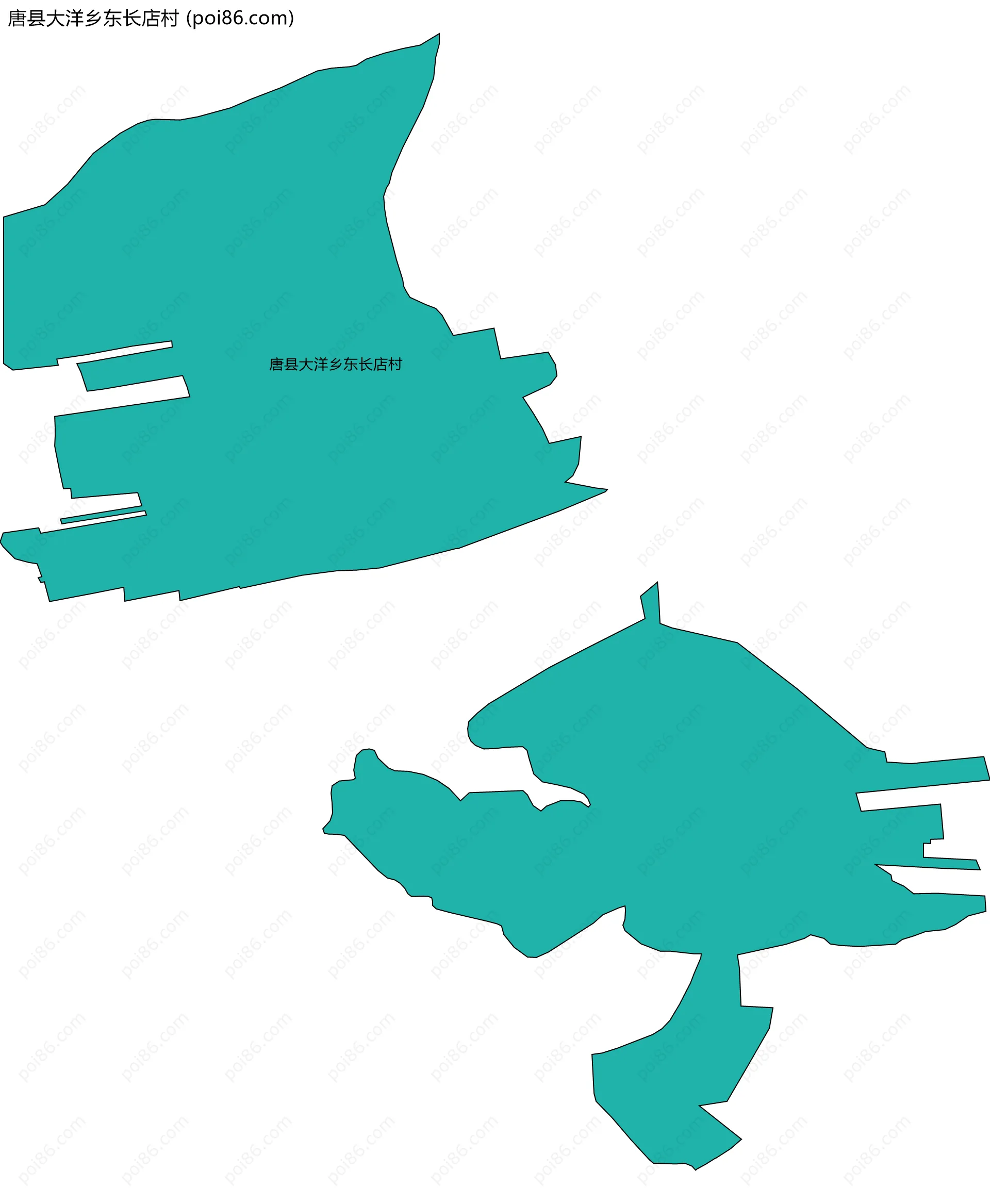 唐县大洋乡东长店村边界地图