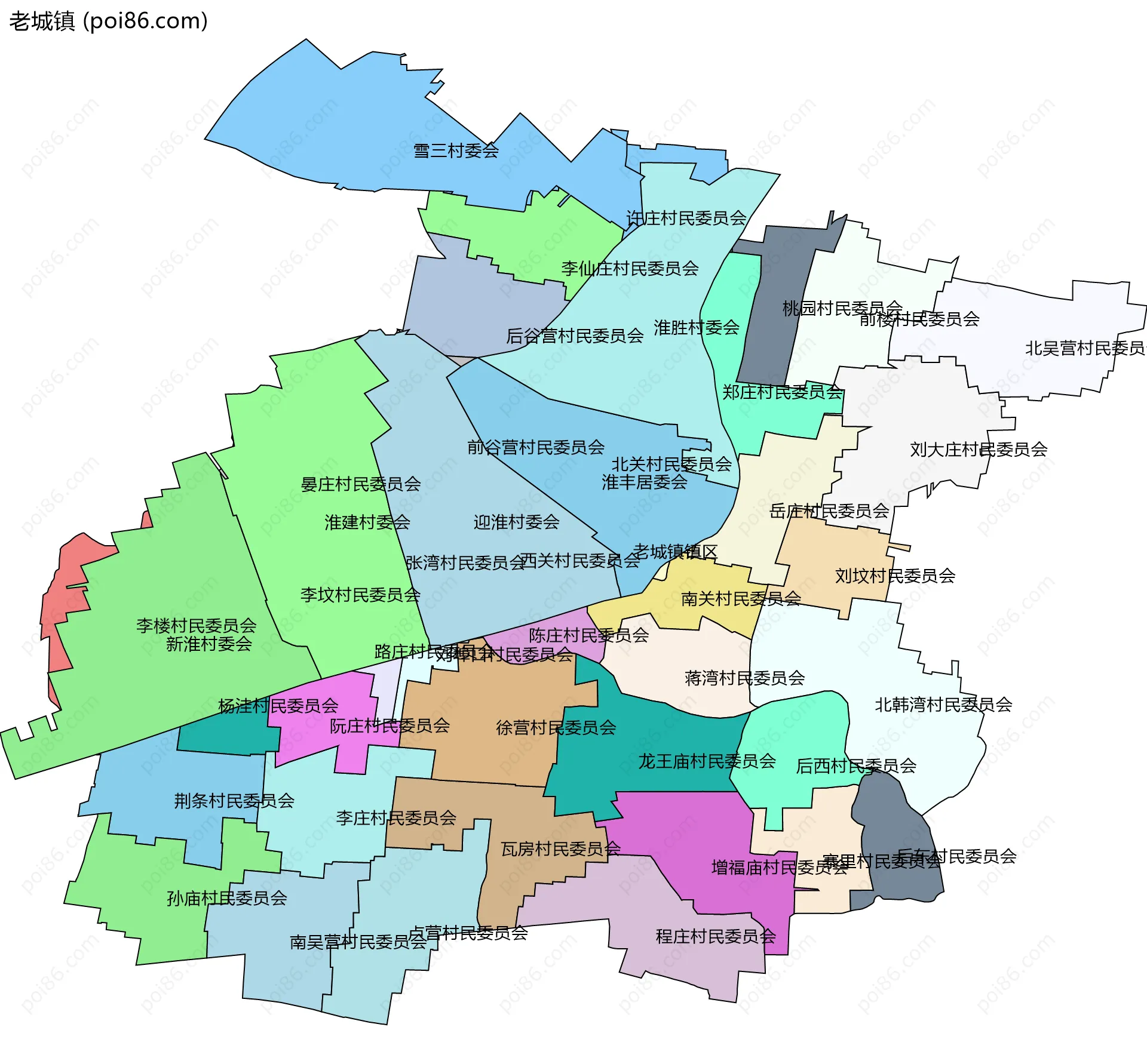 老城镇边界地图(五级行政区划)