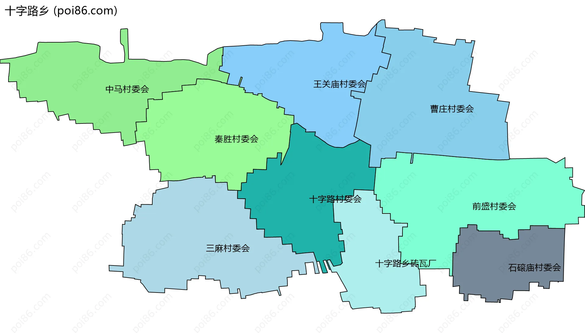 十字路乡边界地图(五级行政区划)