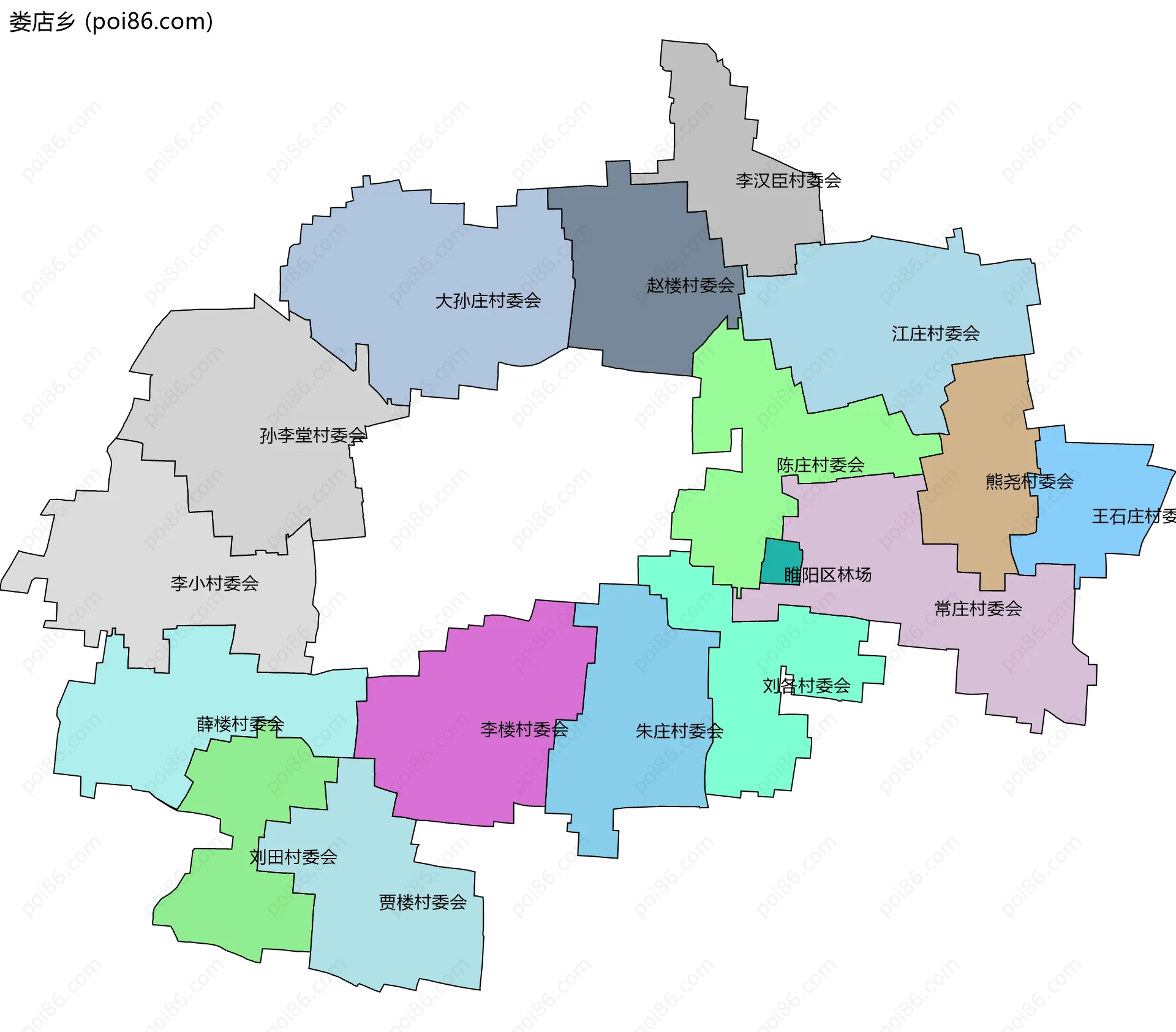 娄店乡边界地图(五级行政区划)