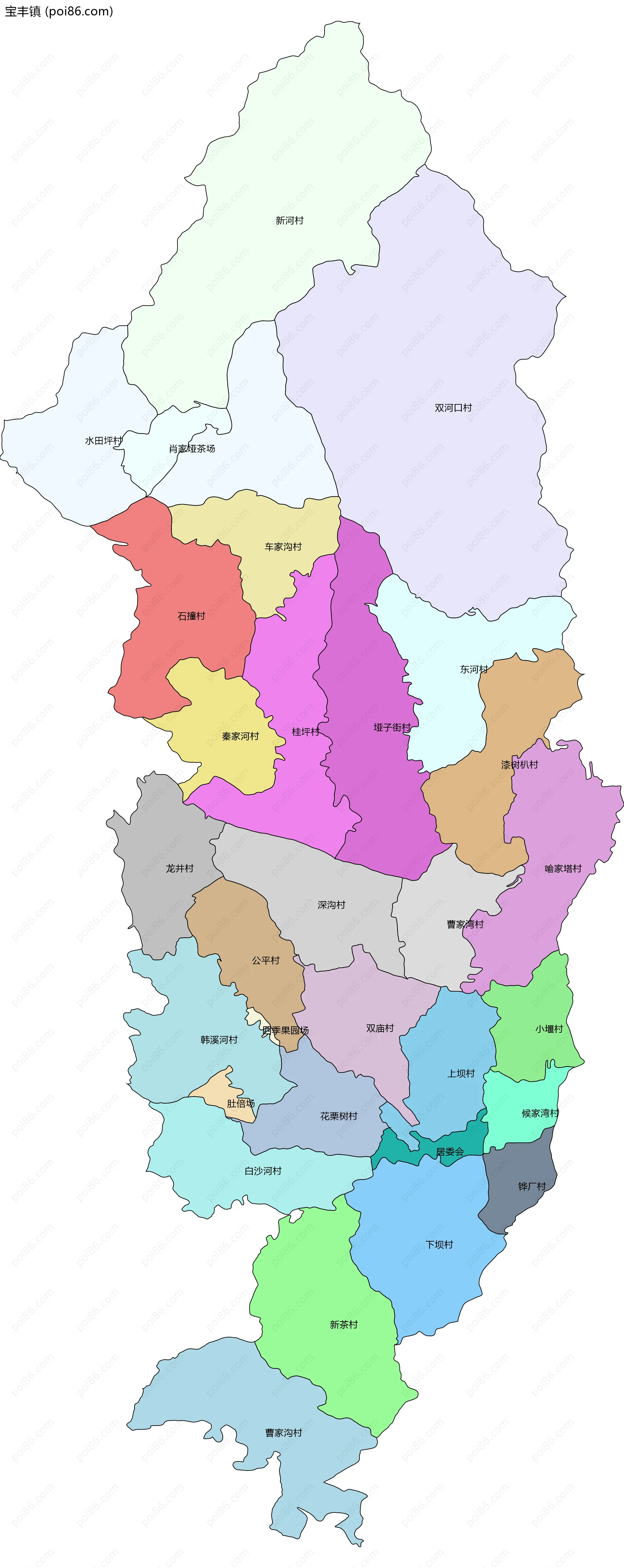 宝丰镇边界地图(五级行政区划)