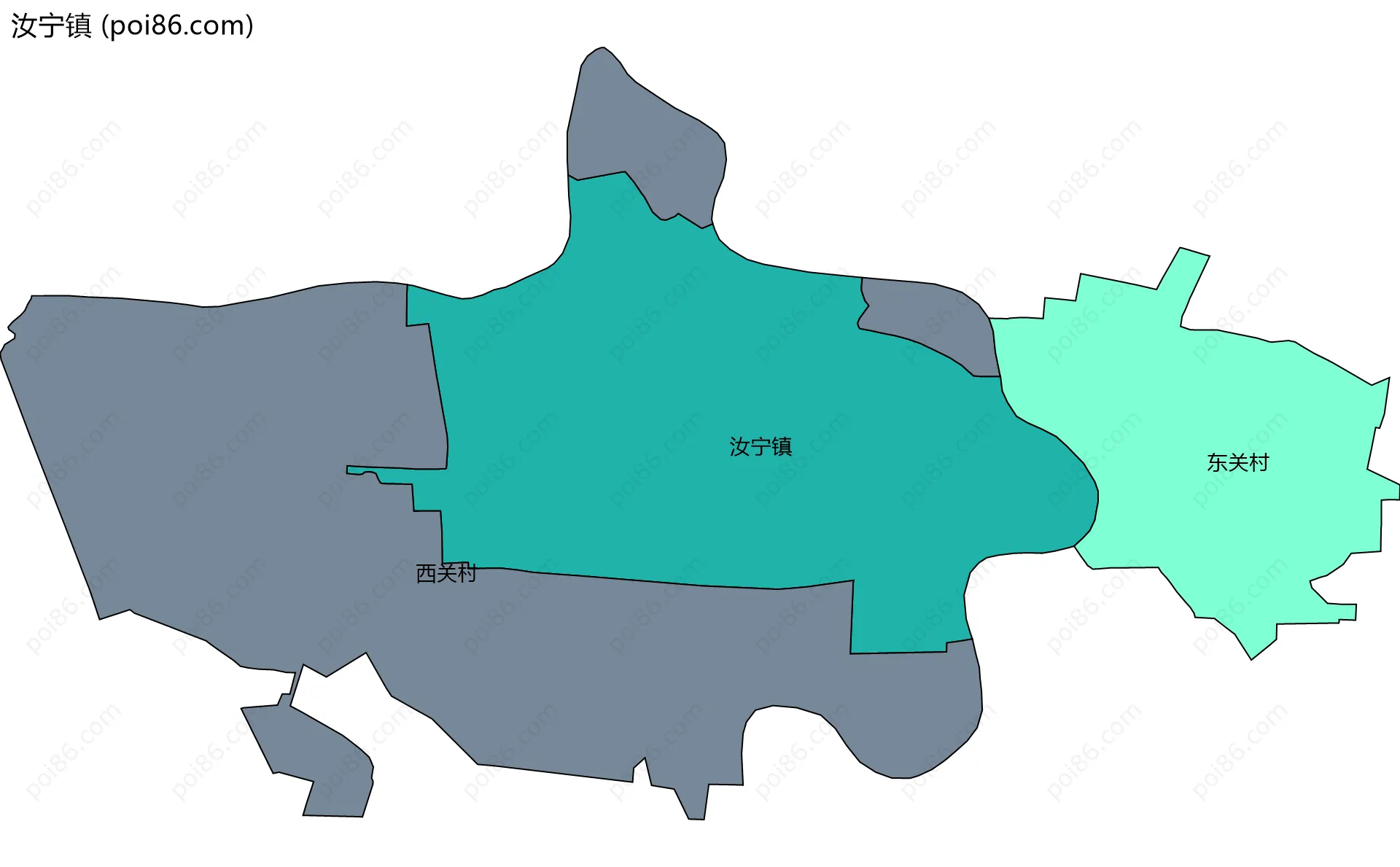 汝宁镇边界地图(五级行政区划)